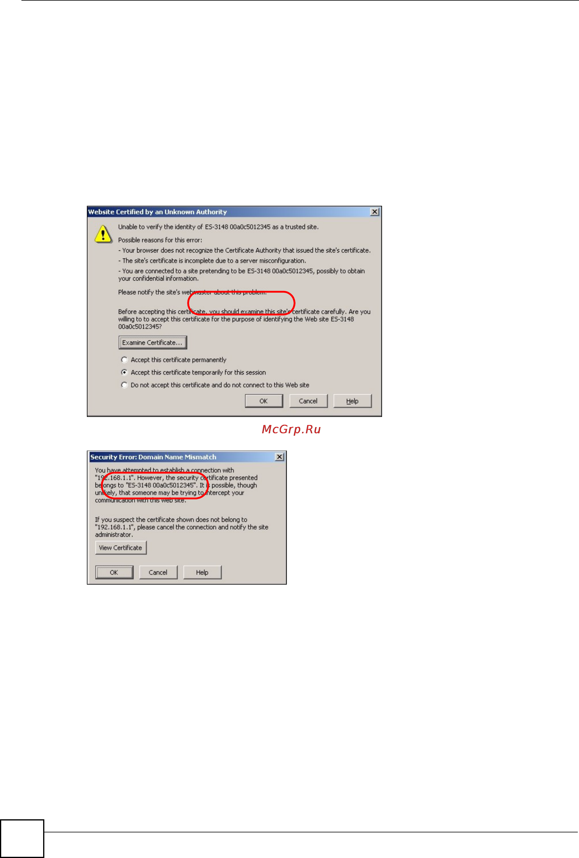 Zyxel GS-2024 EE [194/266] Netscape navigator warning messages