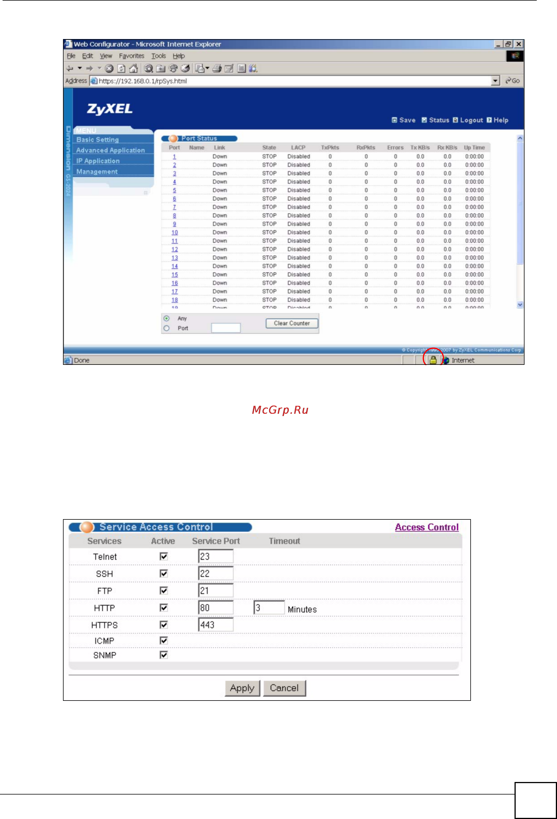 Zyxel GS-2024 EE [195/266] Service port access control