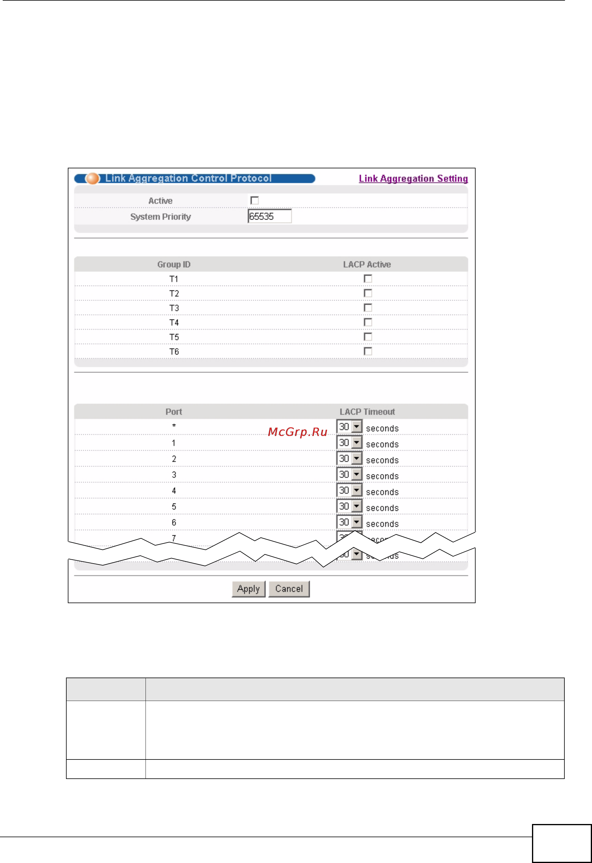 Zyxel MES-3528 [155/354] Link aggregation control protocol