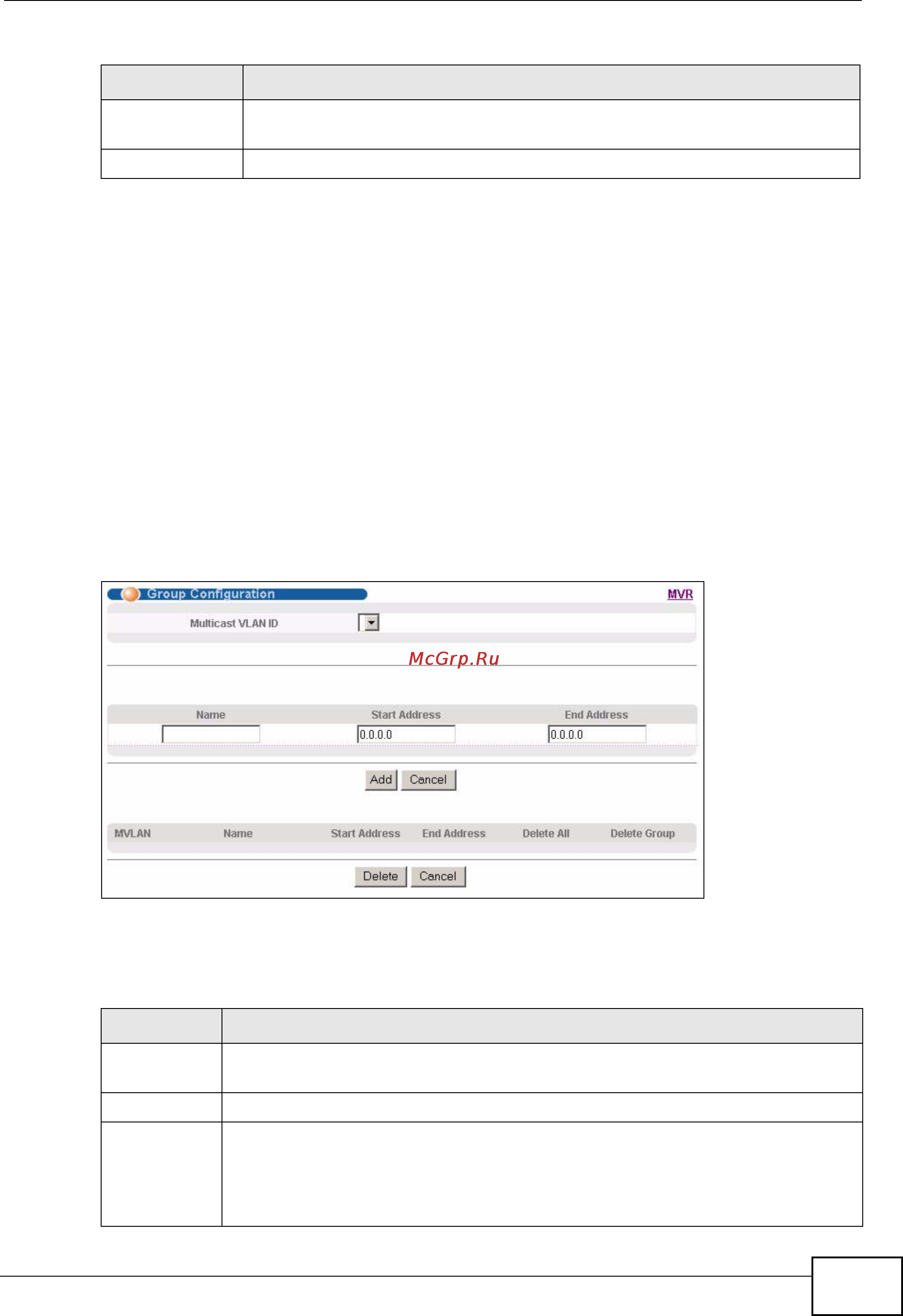 Zyxel MES-3528 [195/354] Note a port can belong to more than one multicast vlan however ip multicast group addresses in different multicast vlans cannot overlap