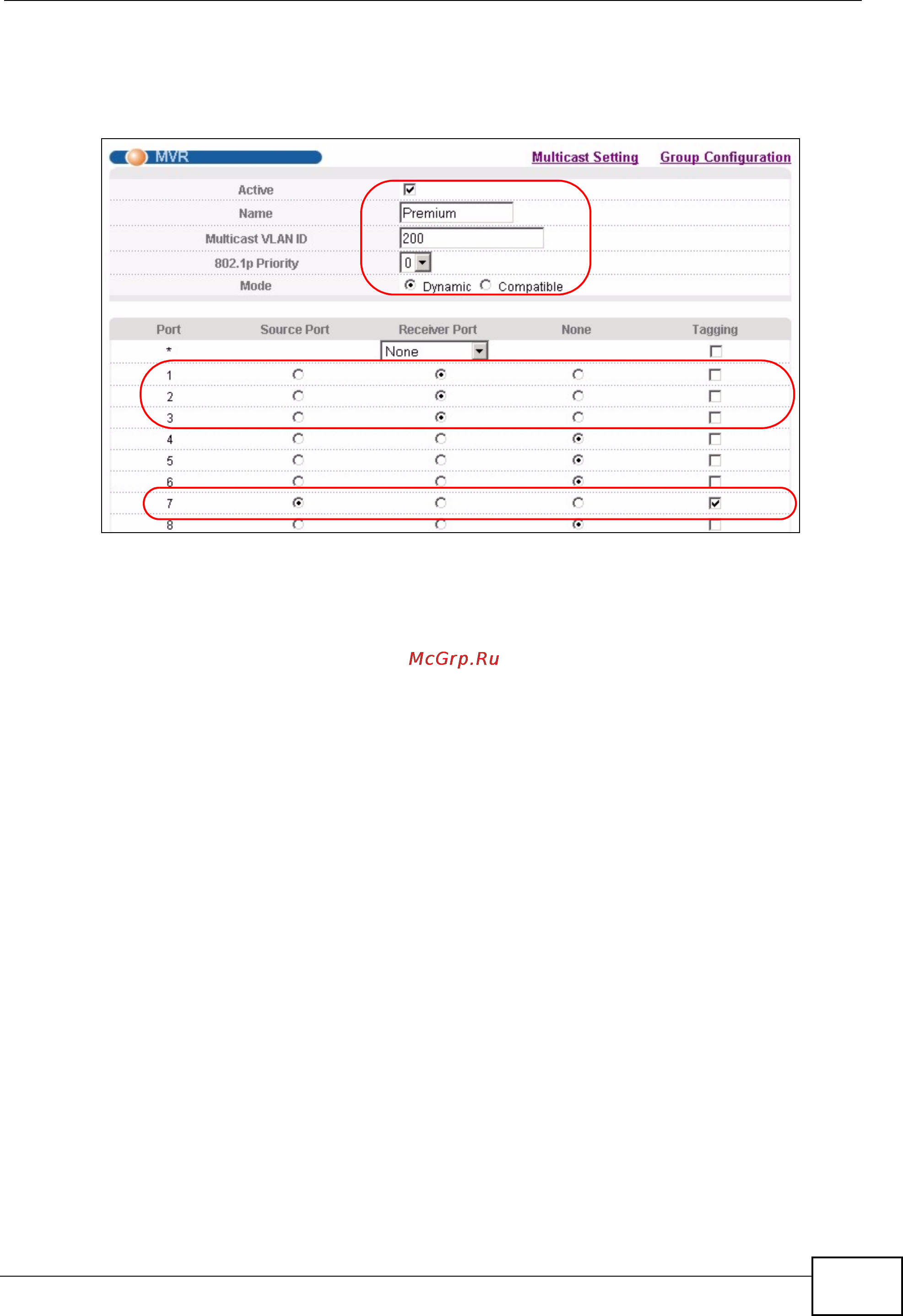Zyxel MES-3528 [197/354] Figure 105 mvr configuration example