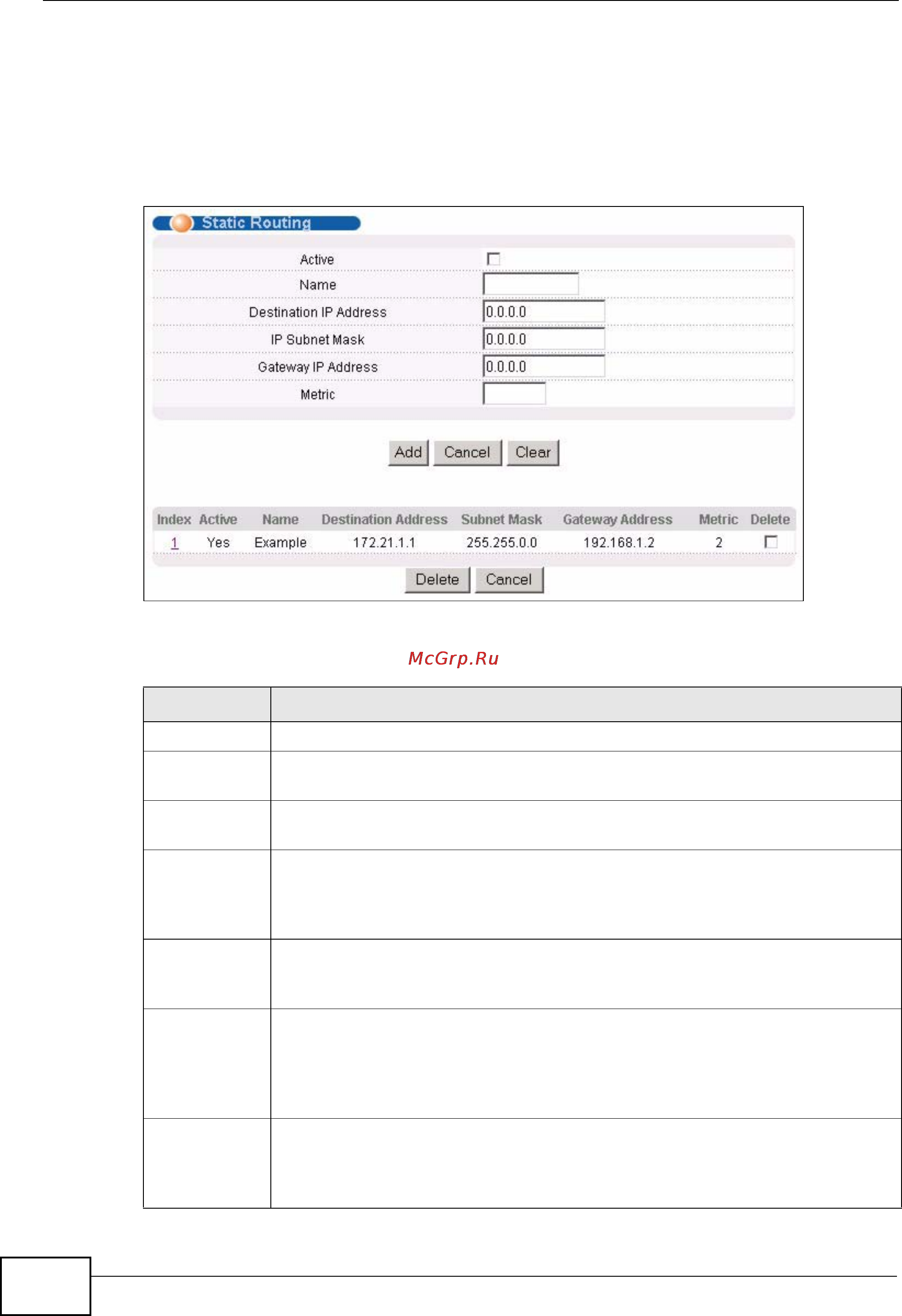 Zyxel MES-3528 [250/354] Configuring static routing