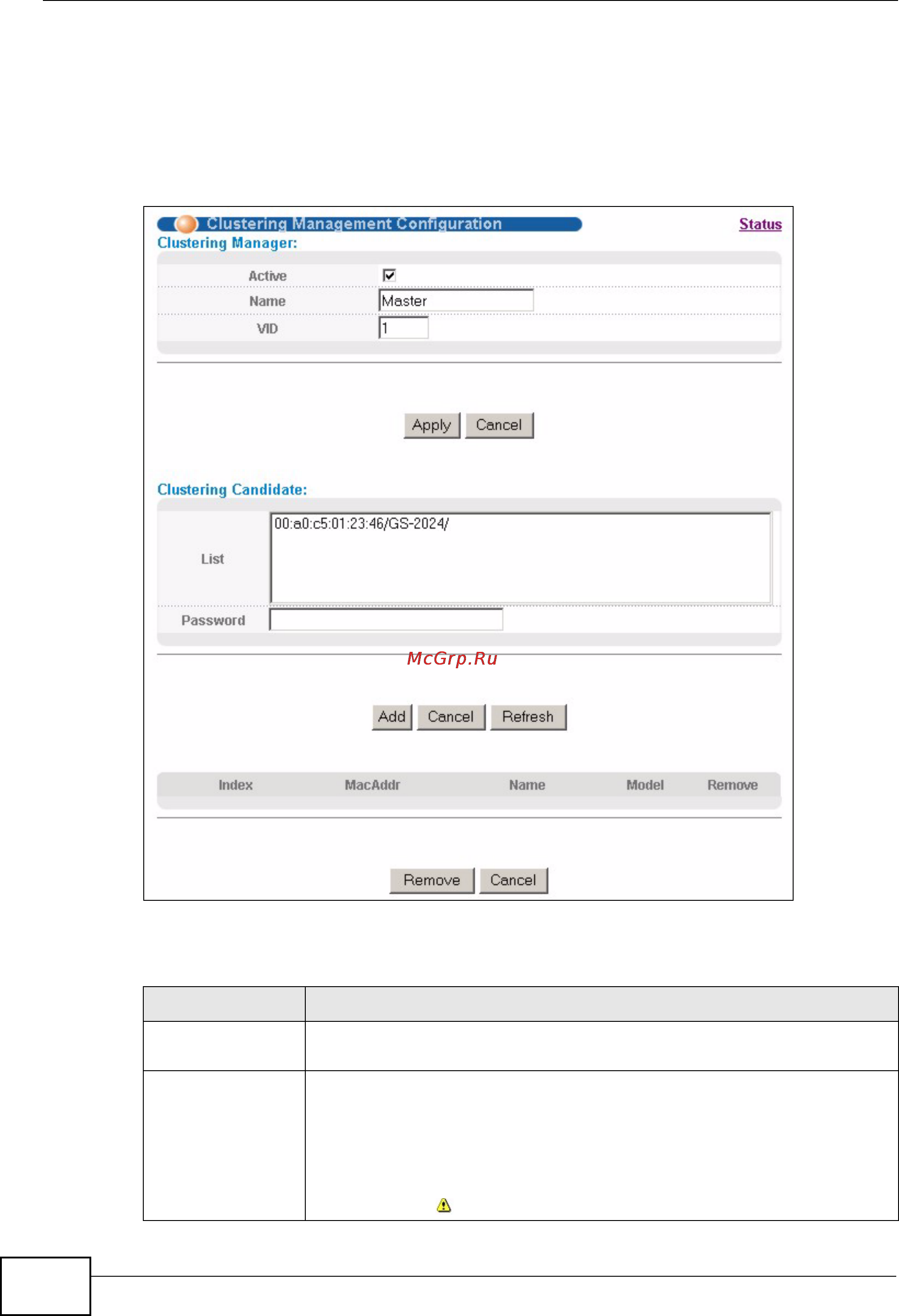 Zyxel MES-3528 [308/354] Clustering management configuration