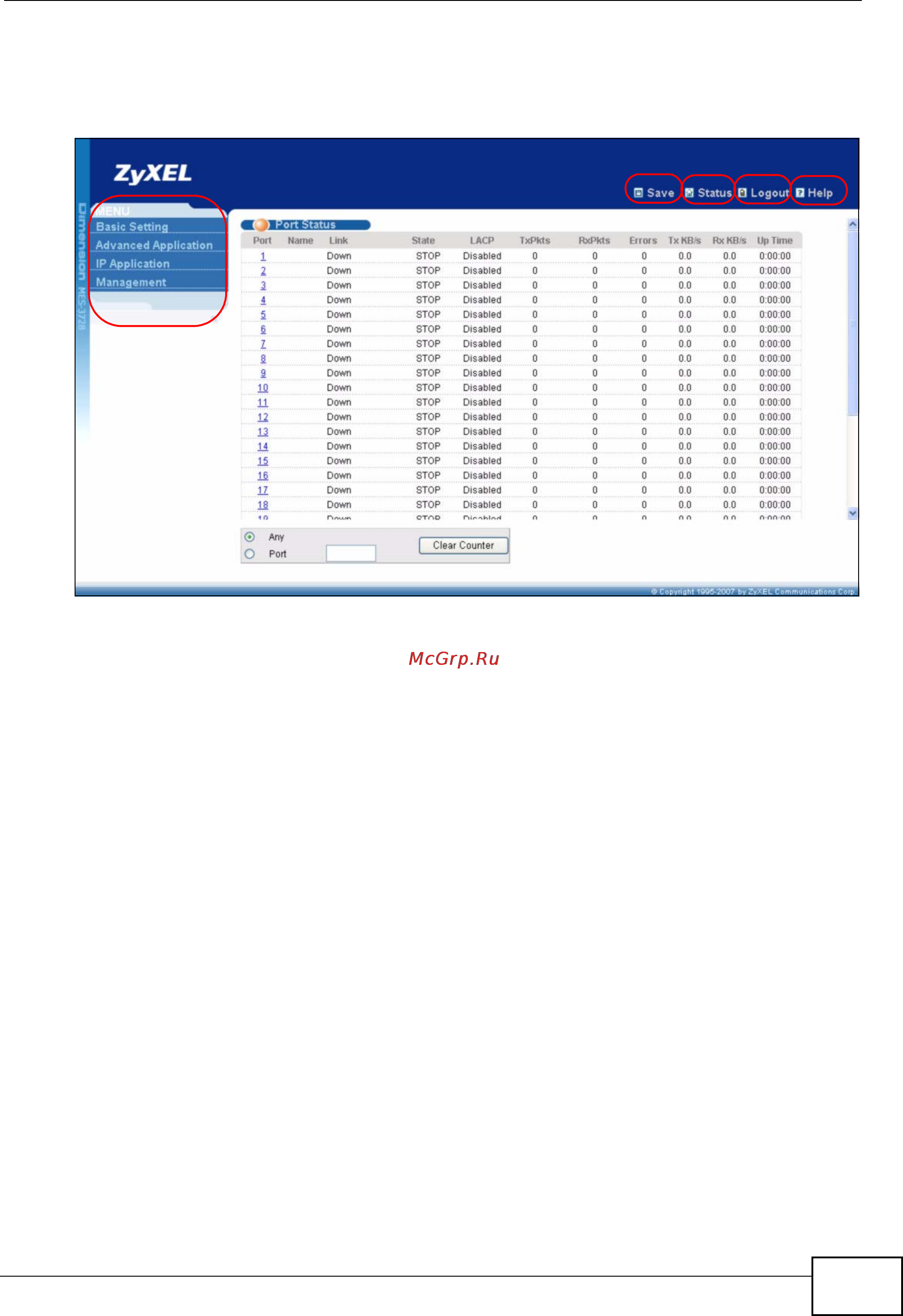 Zyxel MES-3528 [45/354] Figure 18 web configurator home screen status