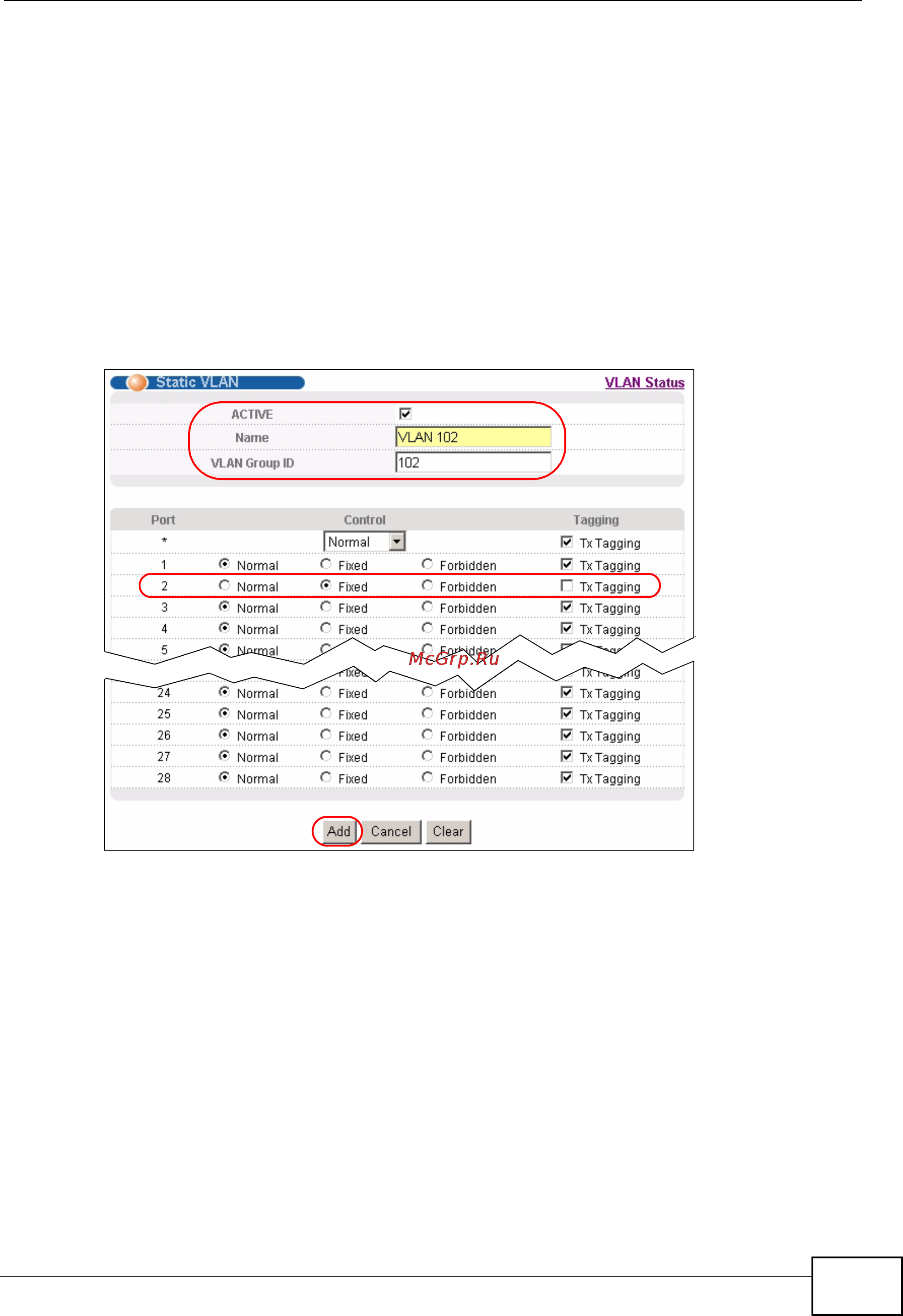 Zyxel MES-3528 [65/354] Figure 34 tutorial create a static vlan