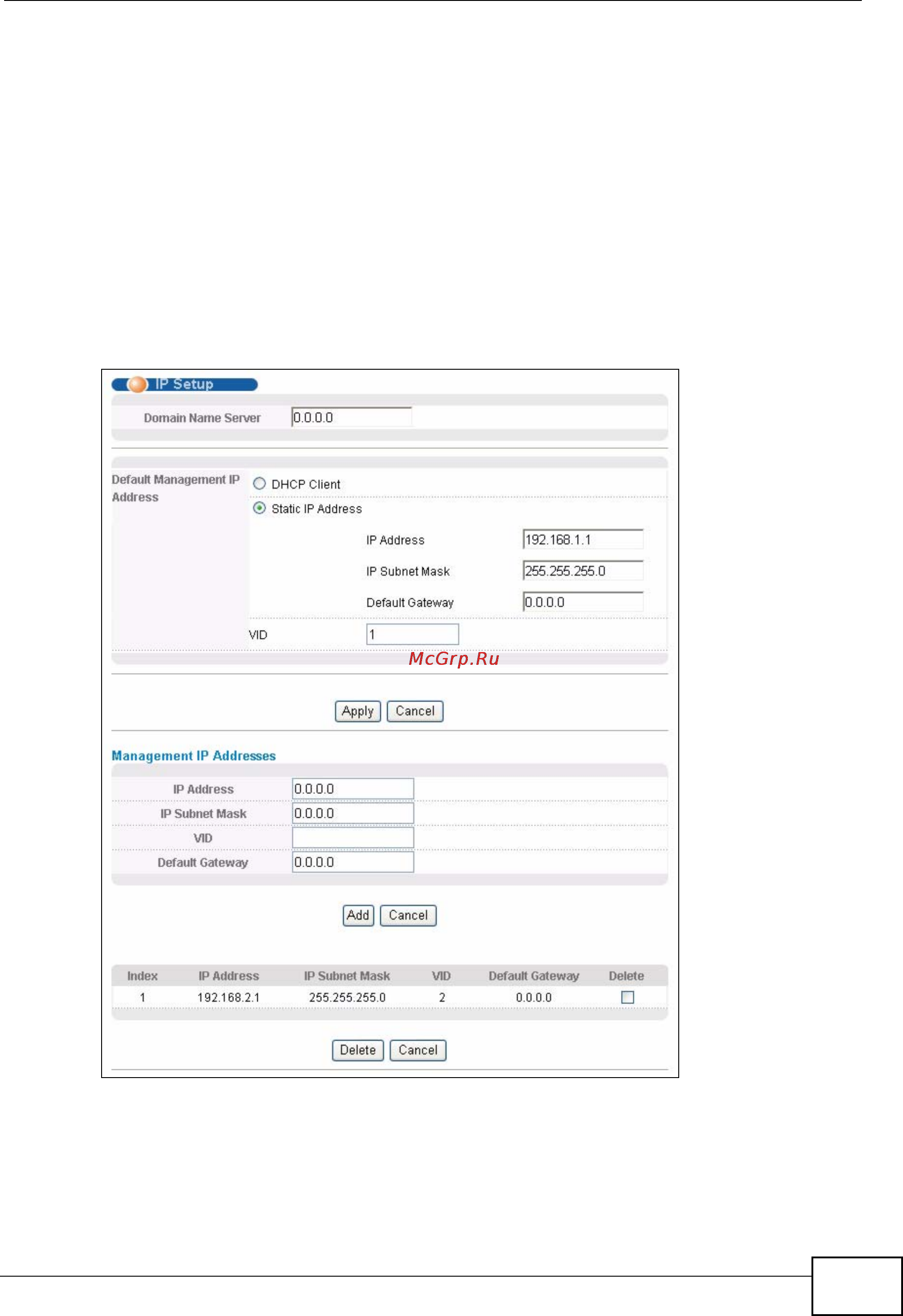 Zyxel MES-3528 [81/354] Management ip addresses