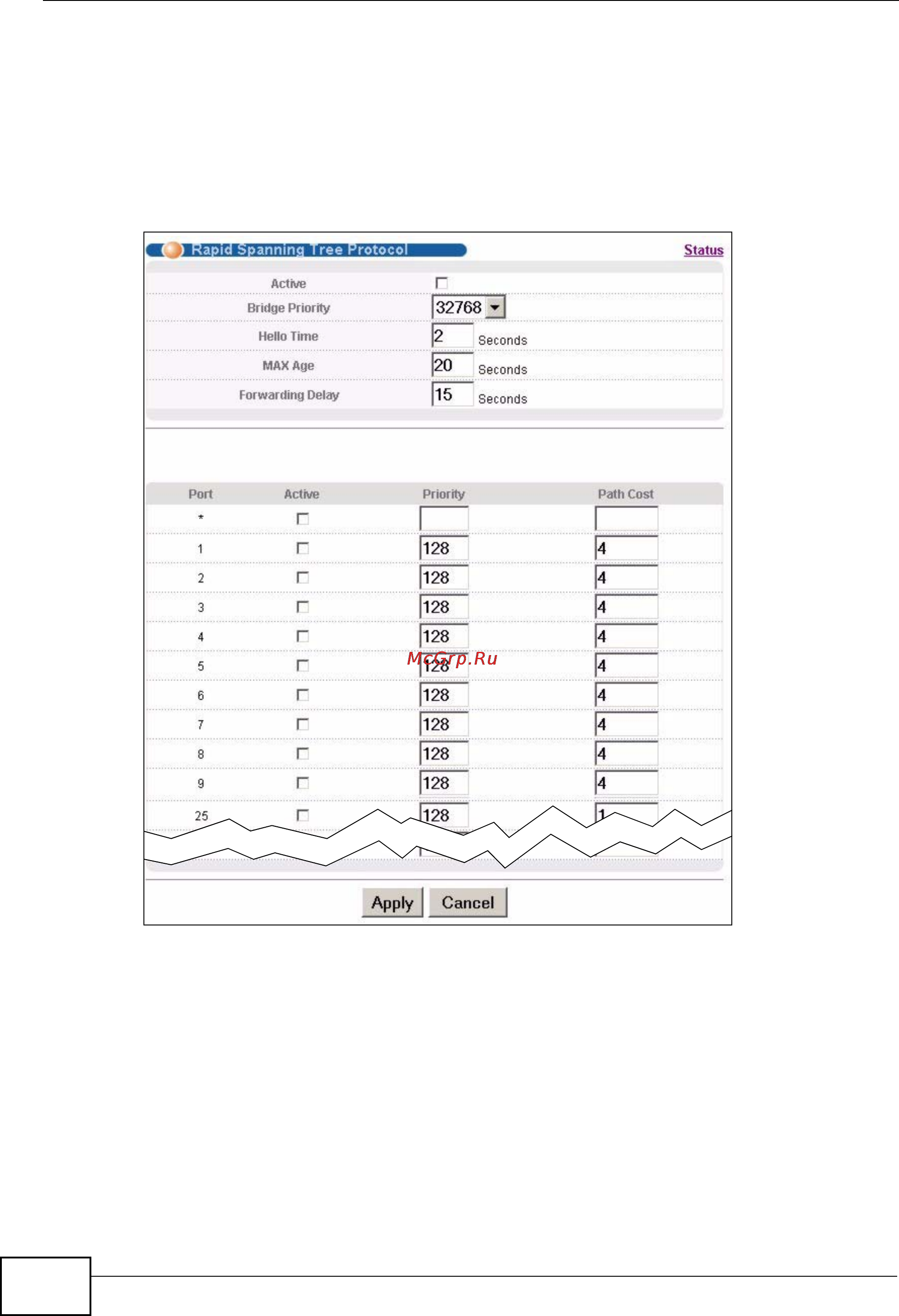 Zyxel GS2200-48 [112/352] Configure rapid spanning tree protocol