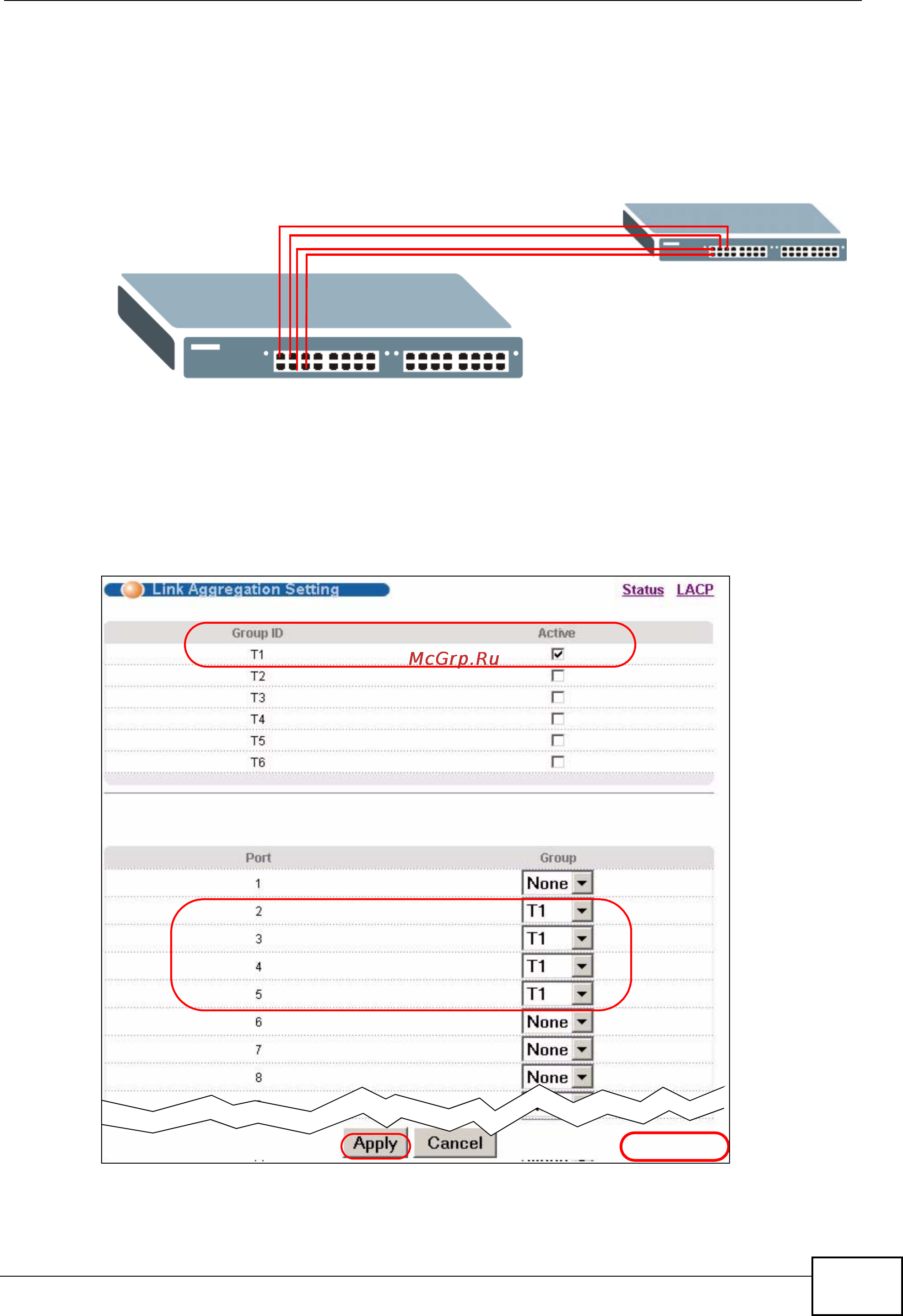 Zyxel GS2200-48 [137/352] Figure 60 trunking example physical connections