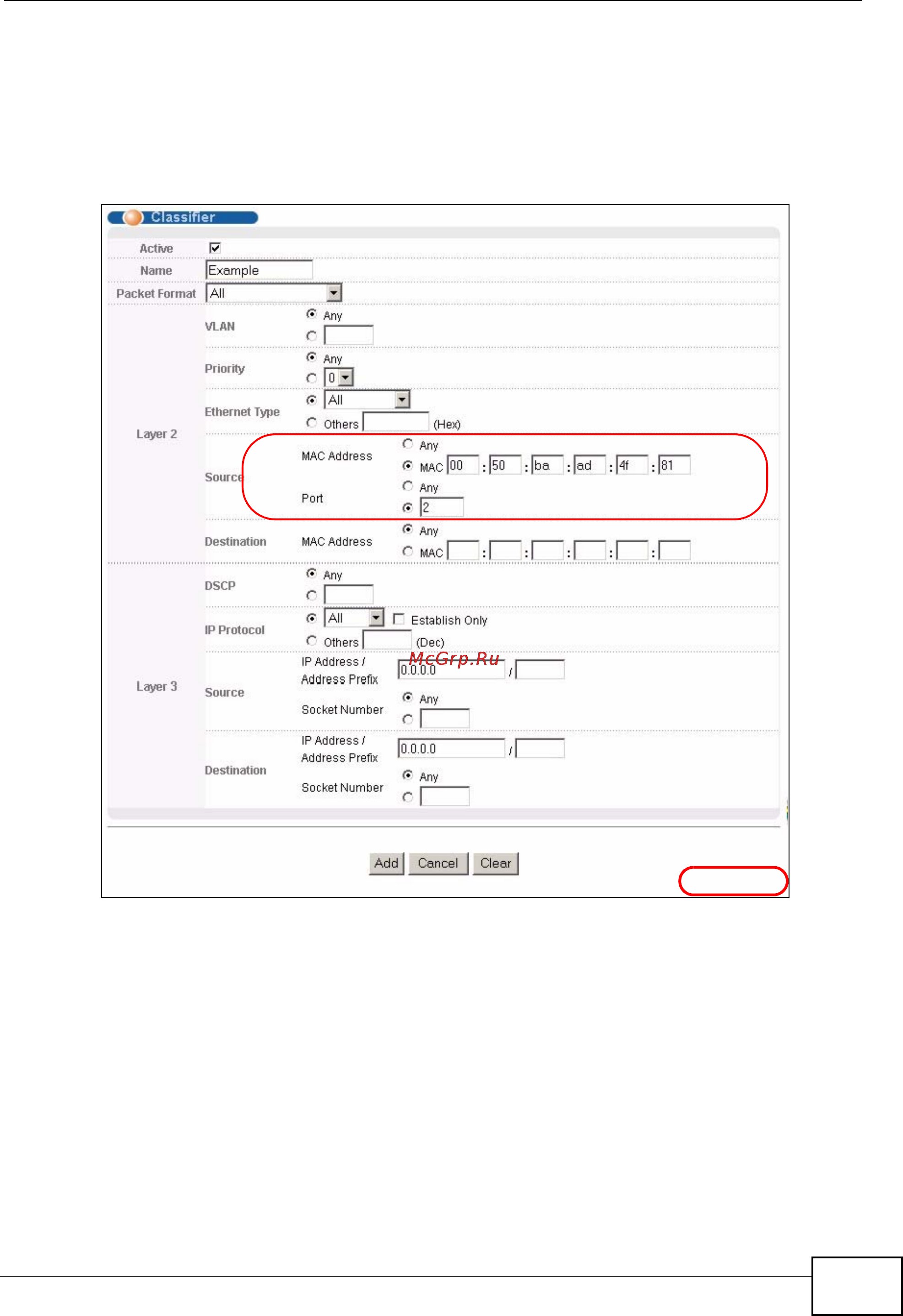 Zyxel GS2200-48 [155/352] Classifier example