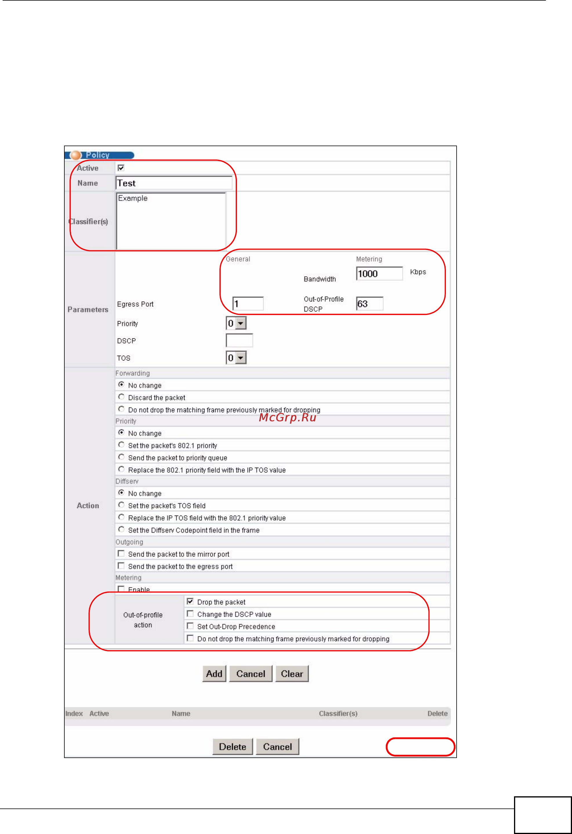 Zyxel GS2200-48 [163/352] Policy example