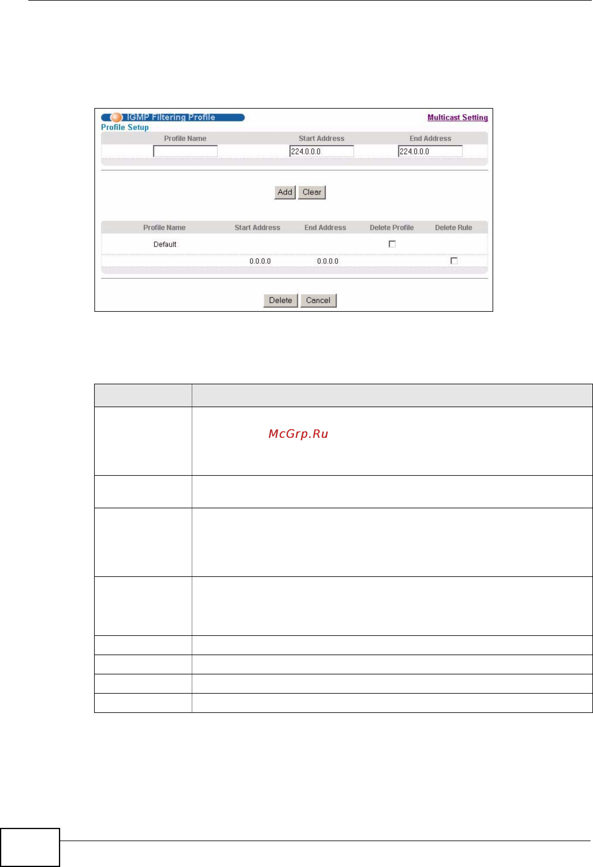 Zyxel GS2200-48 [182/352] Igmp filtering profile