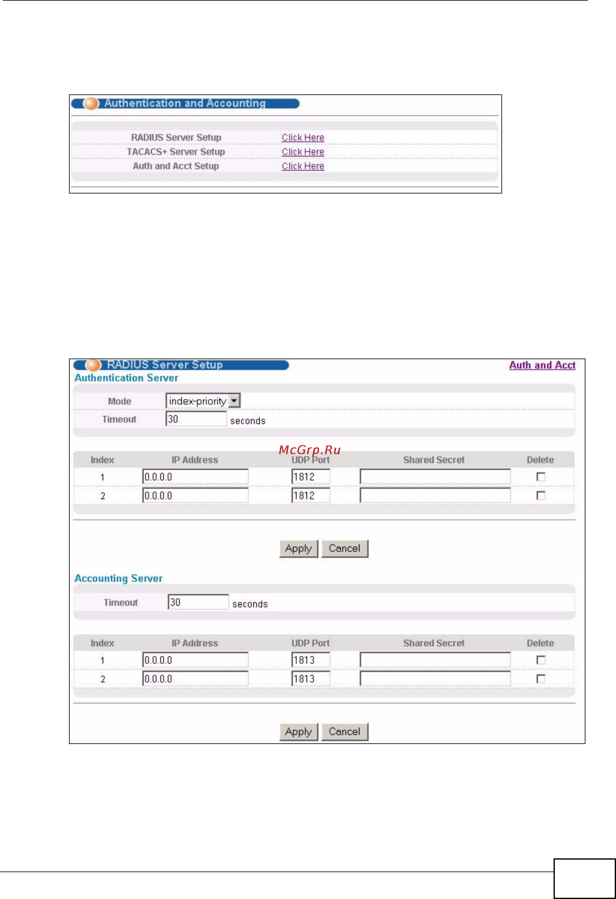 Zyxel GS2200-48 [193/352] Radius server setup