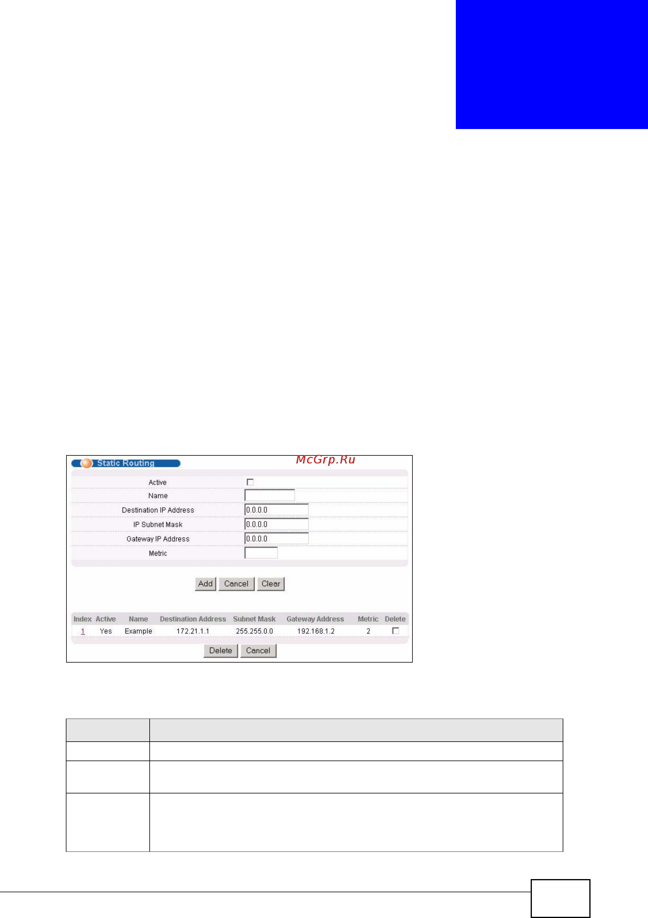 Zyxel GS2200-48 [237/352] Configuring static routing