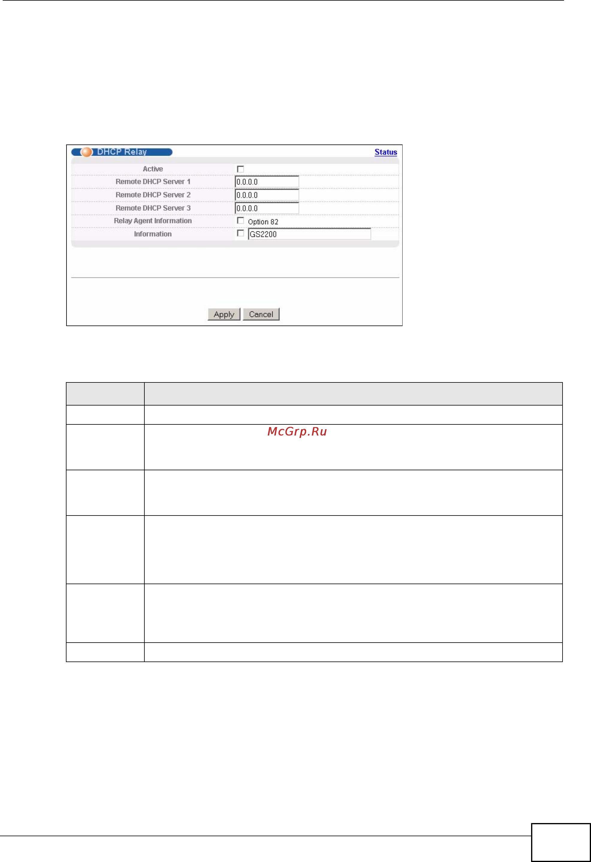 Zyxel GS2200-48 [253/352] Configuring dhcp global relay