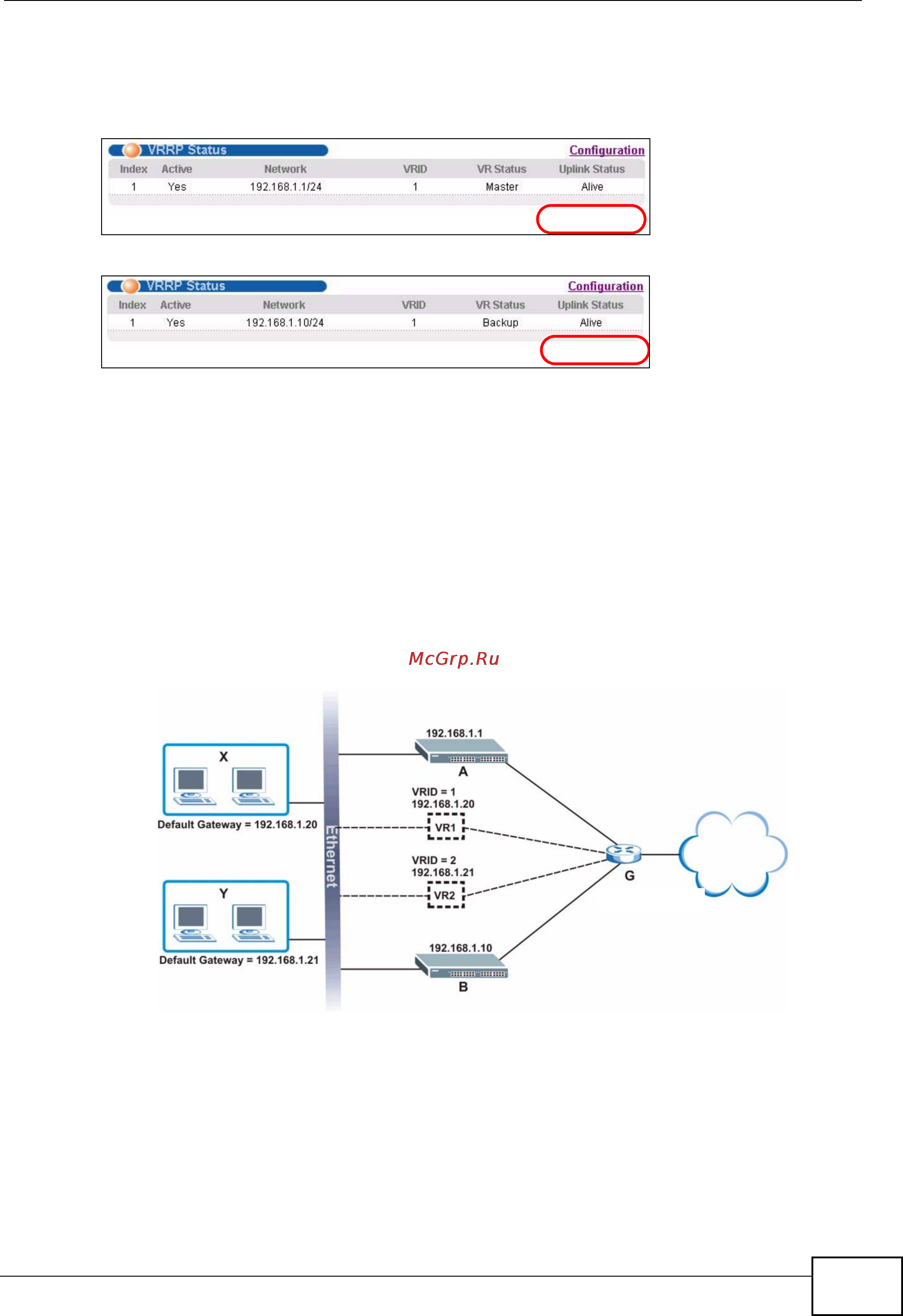 Zyxel GS2200-48 [267/352] Two subnets example