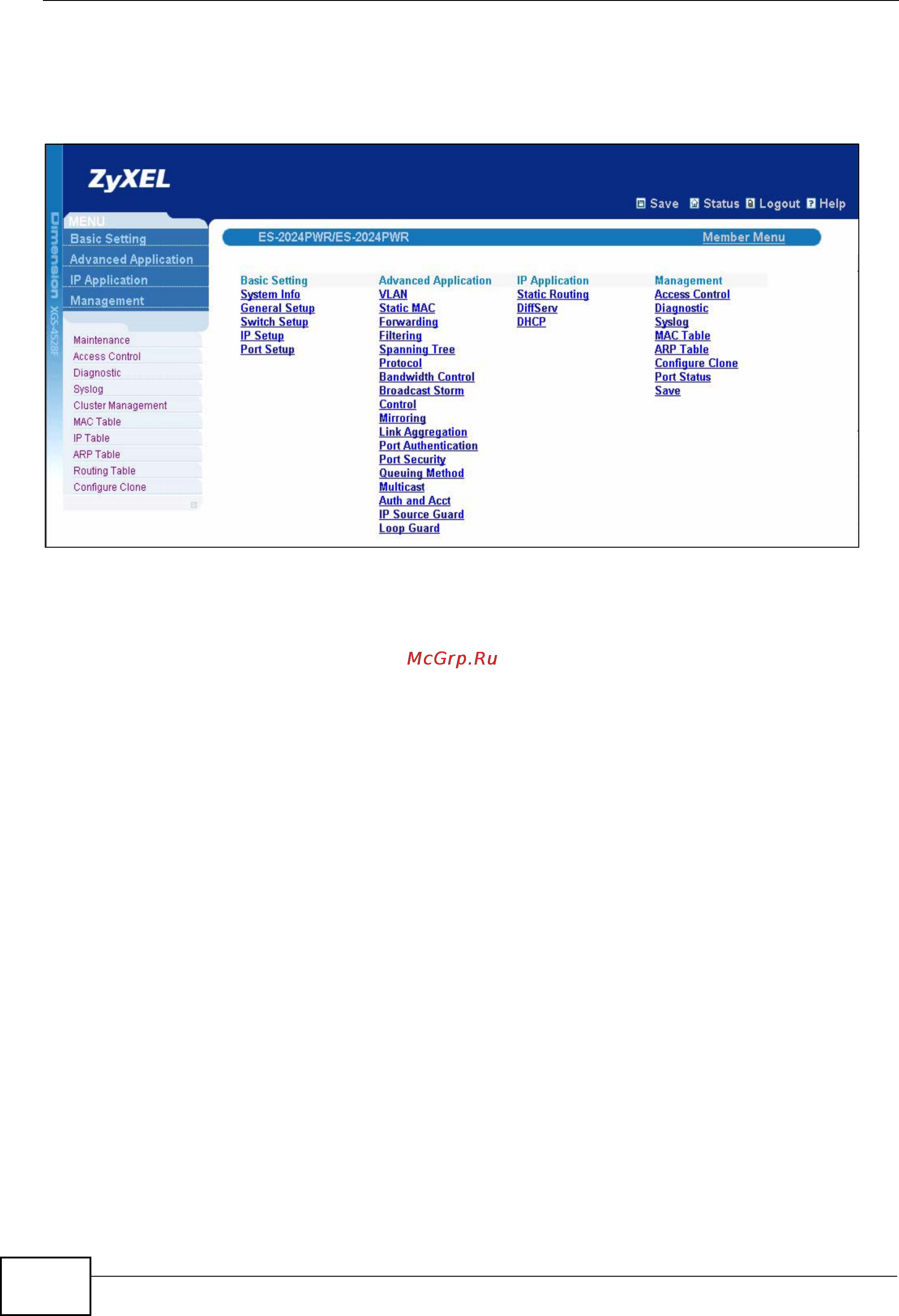 Zyxel GS2200-48 [308/352] Figure 170 cluster management cluster member web configurator screen