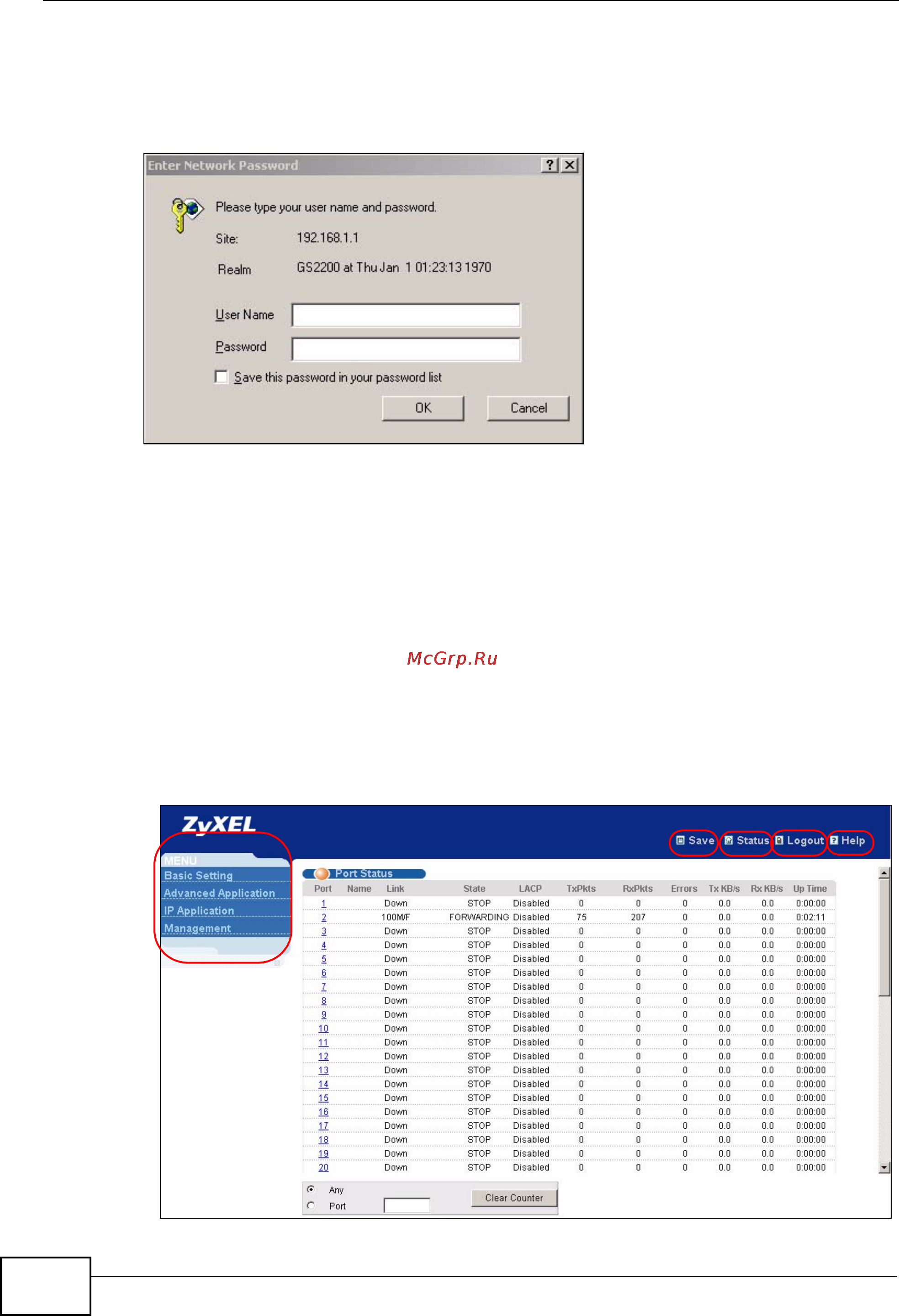 Zyxel GS2200-48 [42/352] The status screen