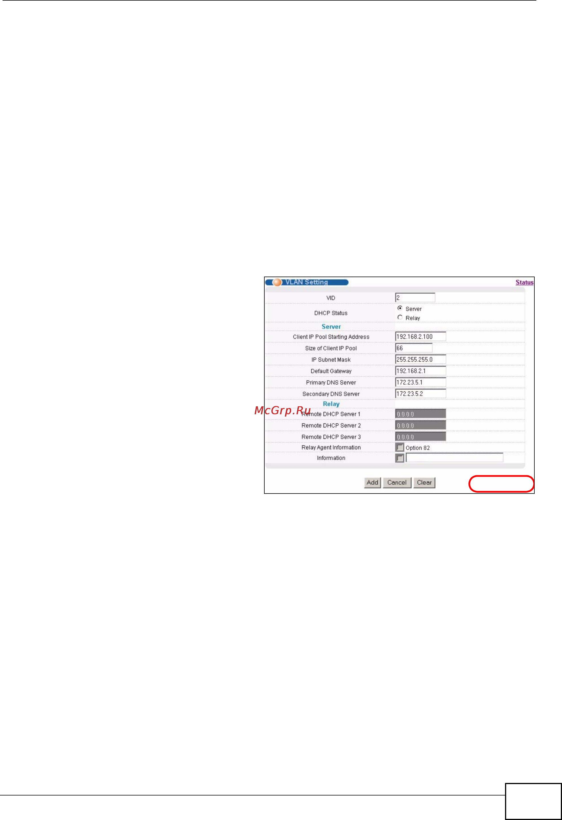 Zyxel GS2200-48 [53/352] Configuring dhcp server settings