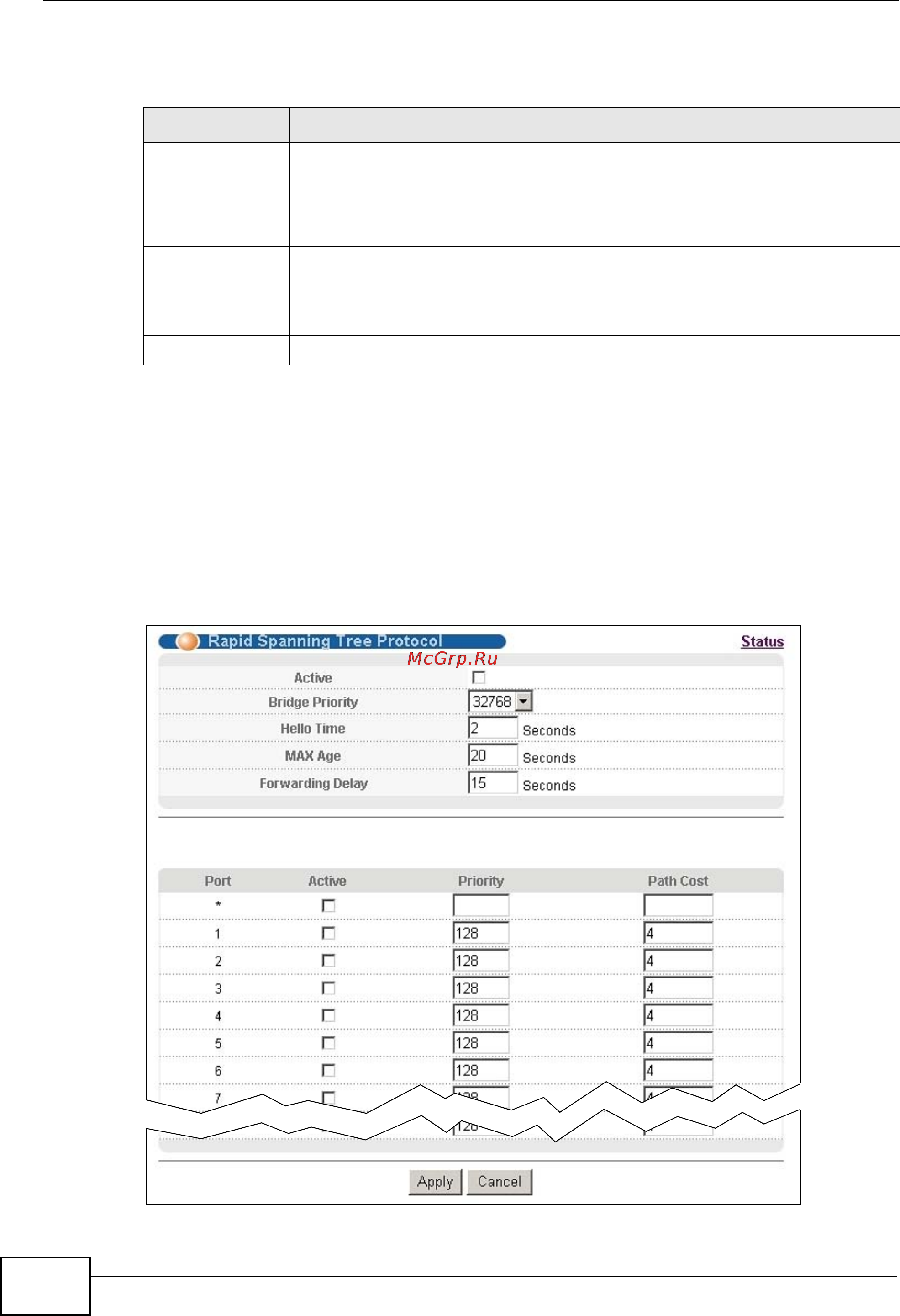 Zyxel GS2200-24P [128/360] Configure rapid spanning tree protocol