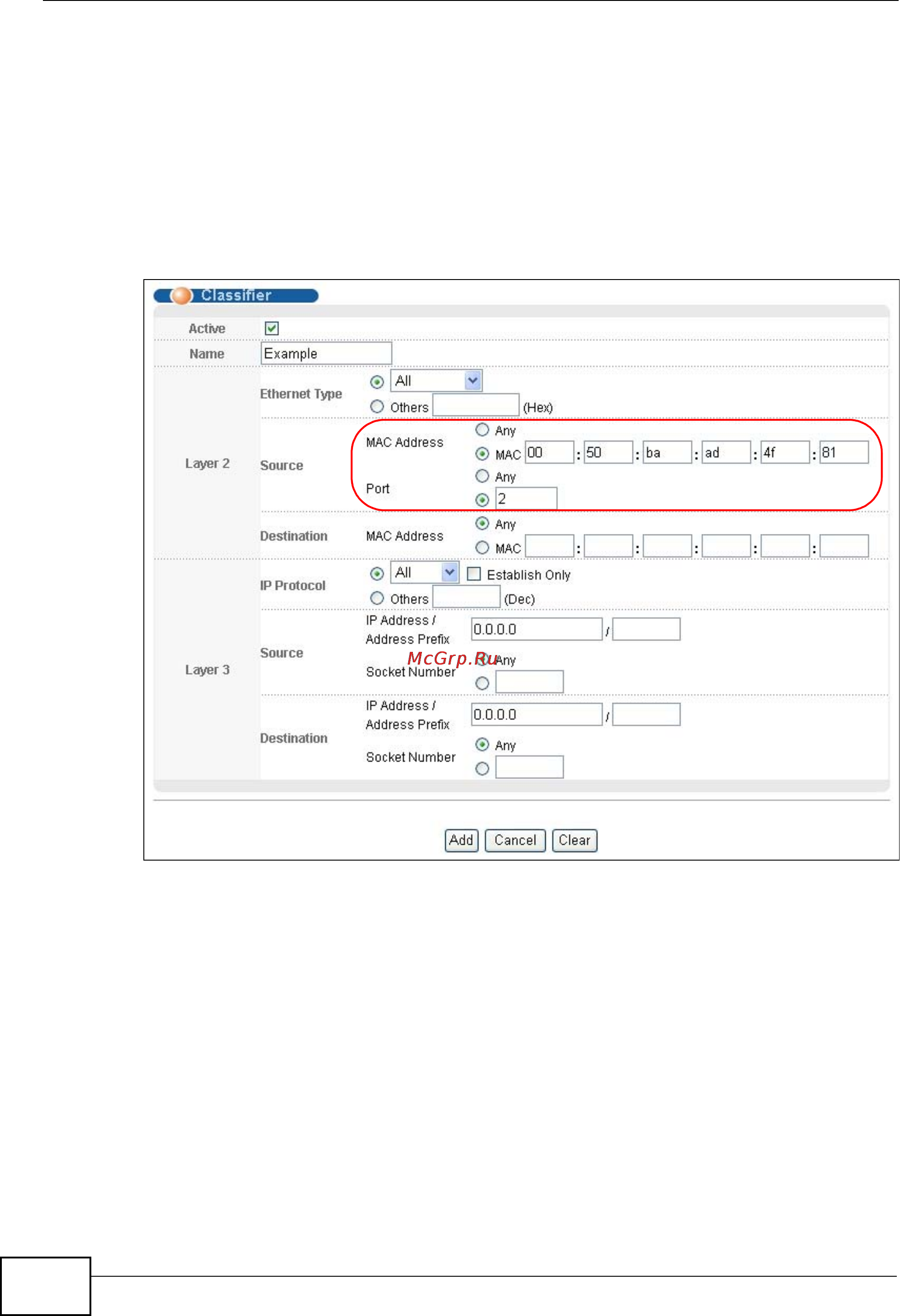 Zyxel GS2200-24P [180/360] Classifier example