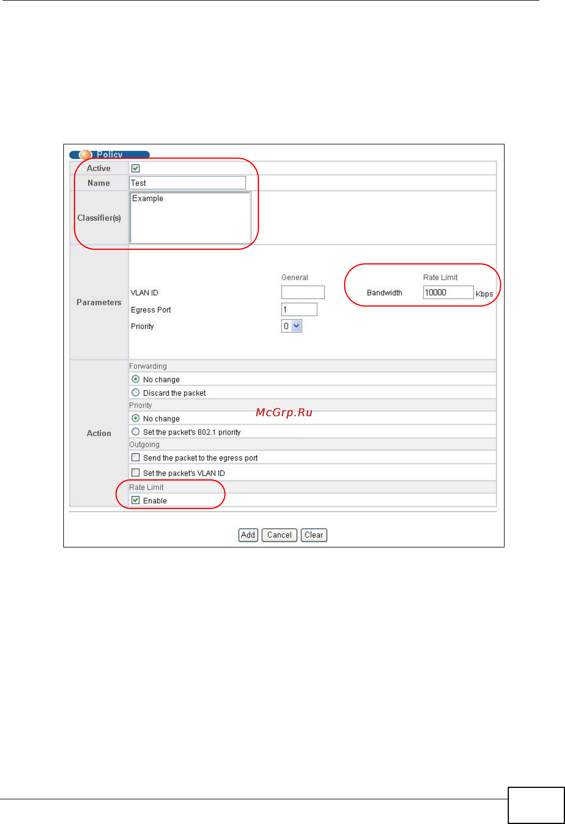 Zyxel GS2200-24P [185/360] Policy example