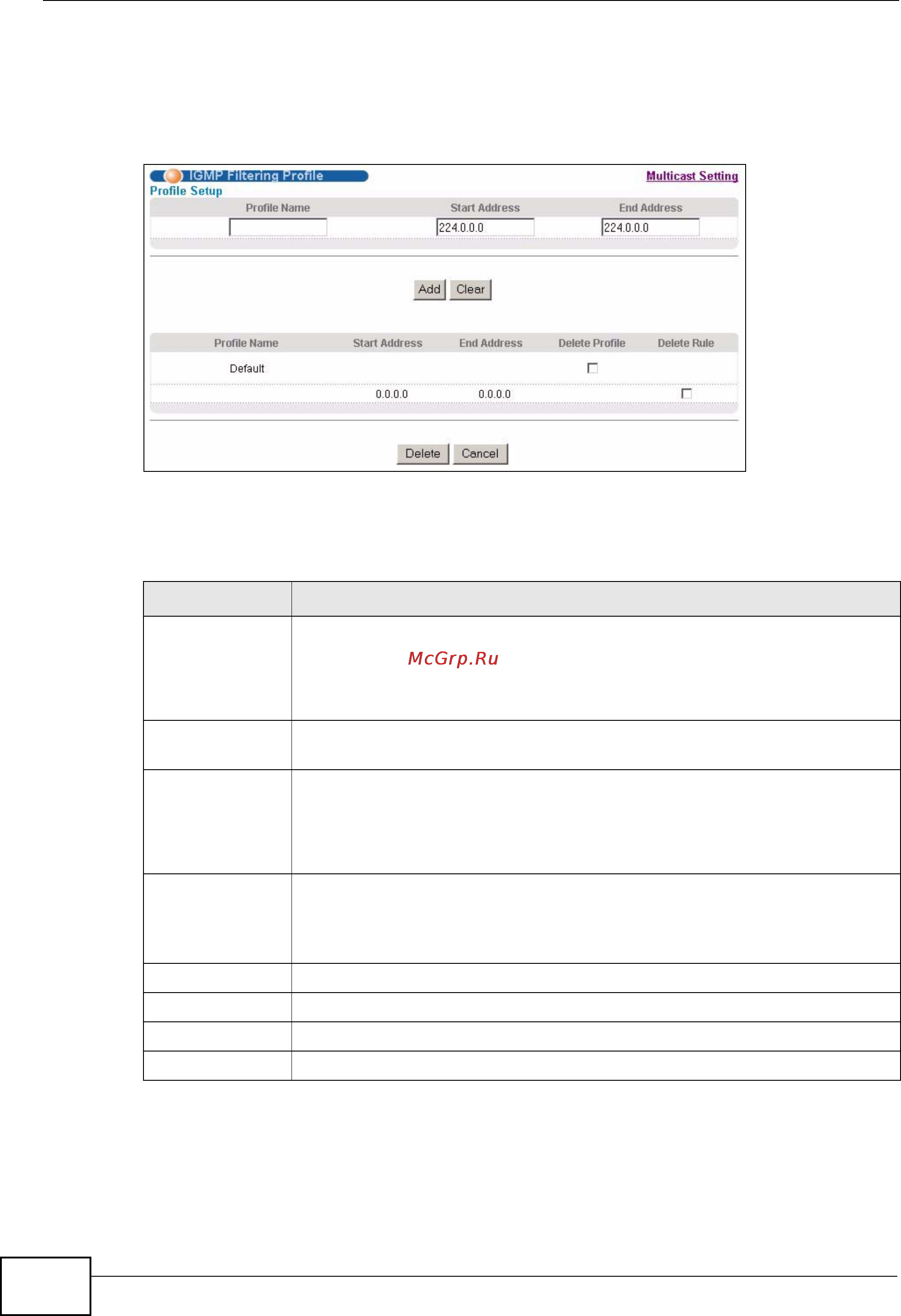 Zyxel GS2200-24P [200/360] Igmp filtering profile