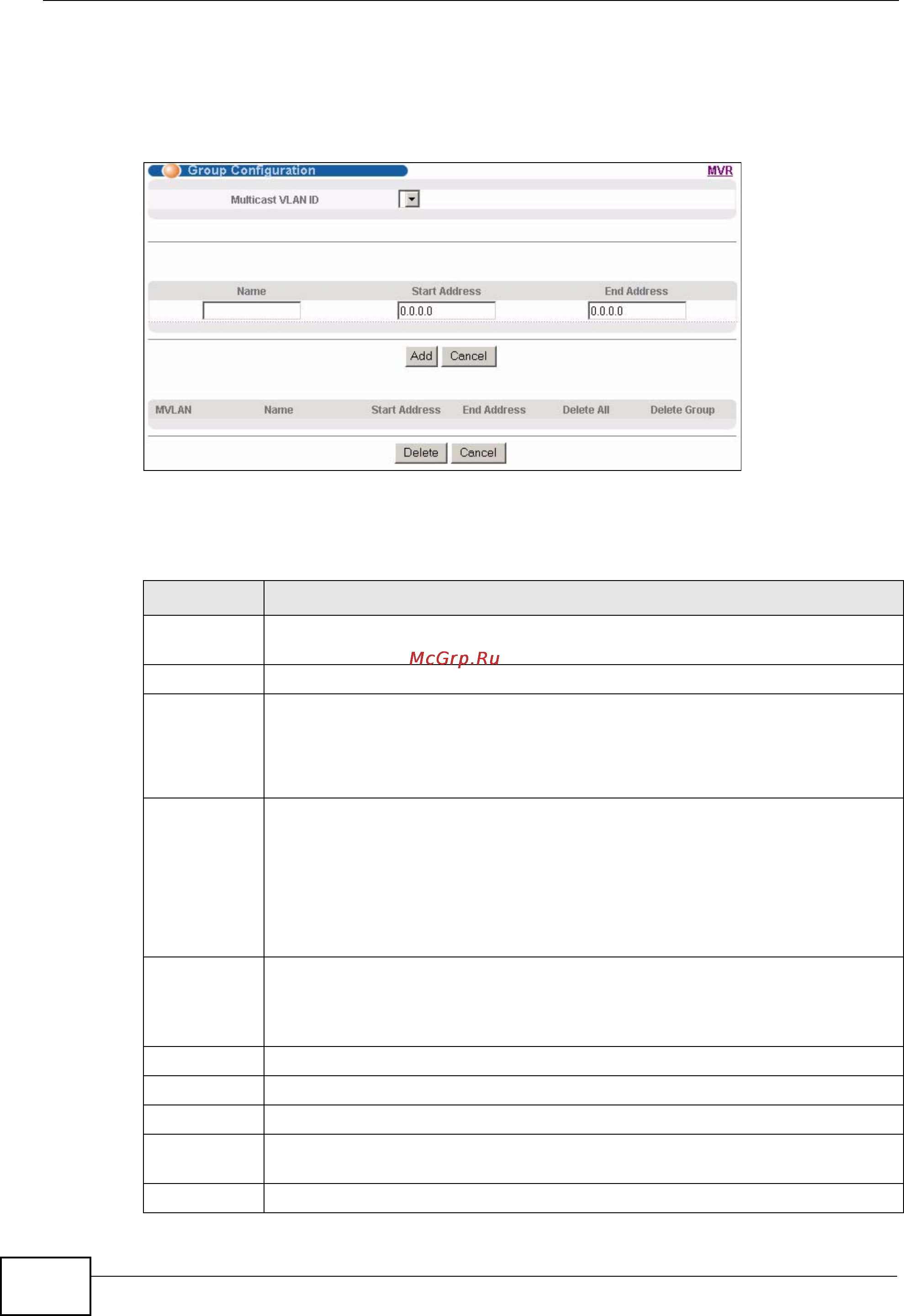 Zyxel GS2200-24P [204/360] Mvr group configuration