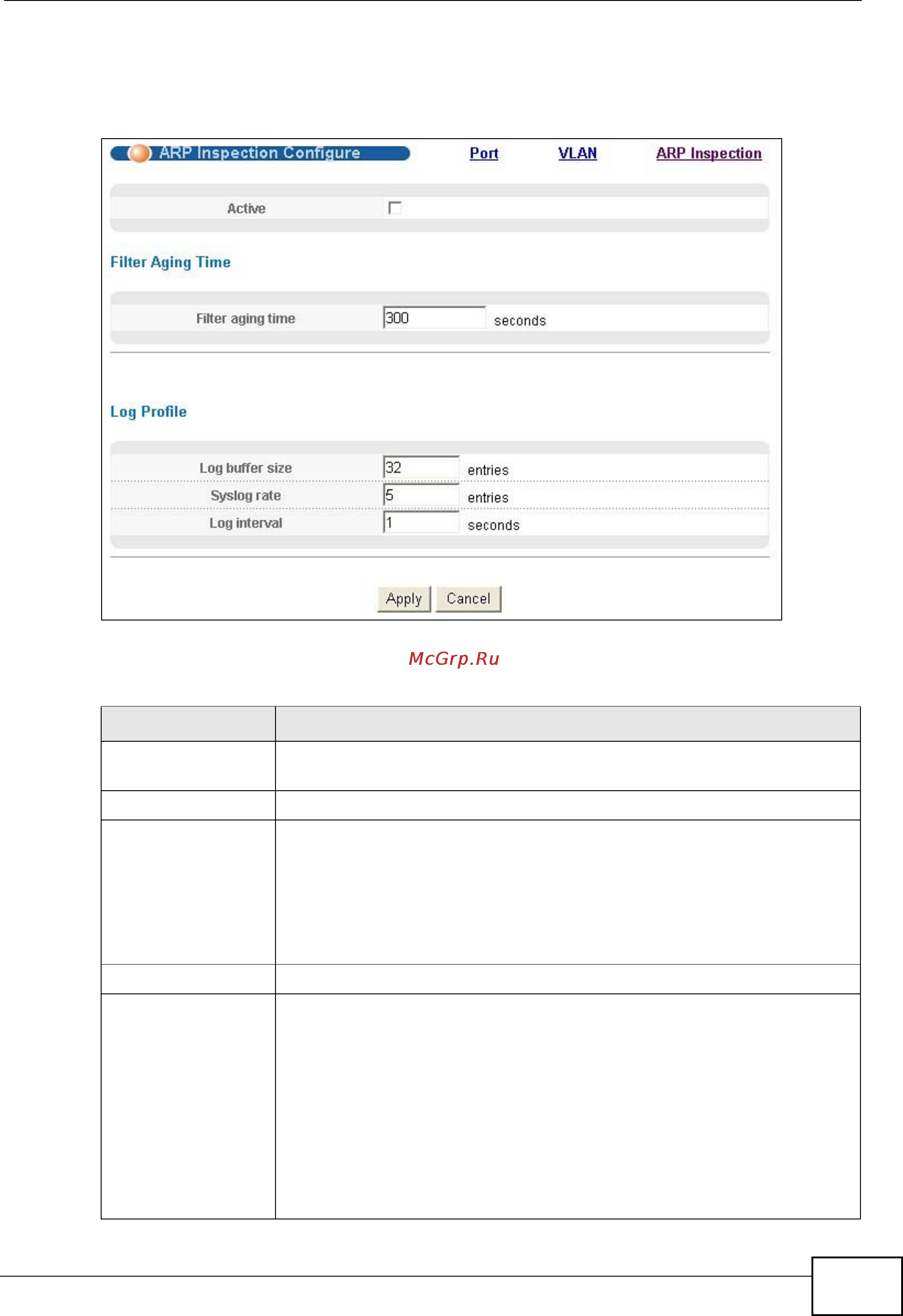 Zyxel GS2200-24P [237/360] Figure 124 arp inspection configure