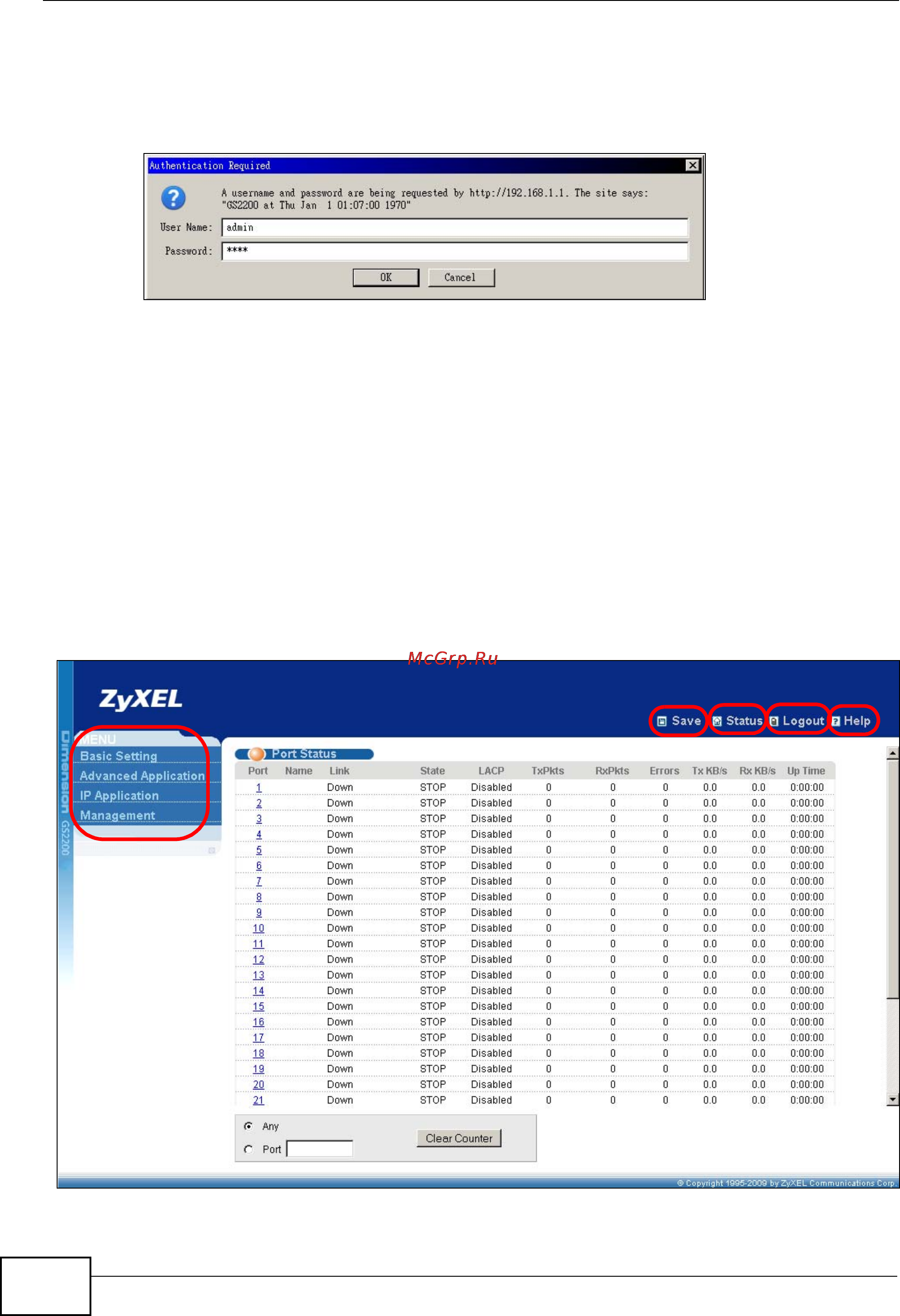 Zyxel GS2200-24P [44/360] The status screen