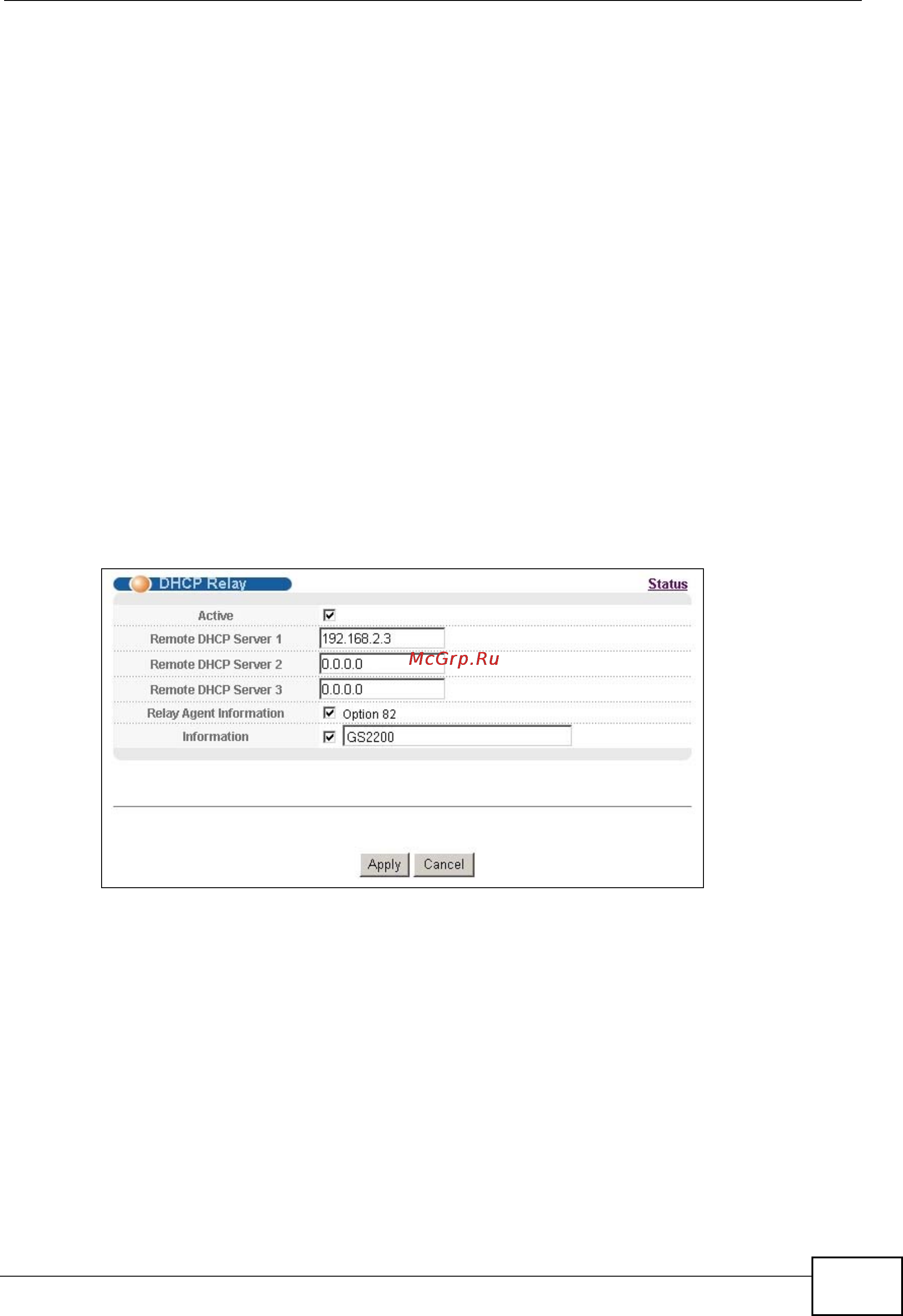 Zyxel GS2200-24P [65/360] Configuring dhcp relay