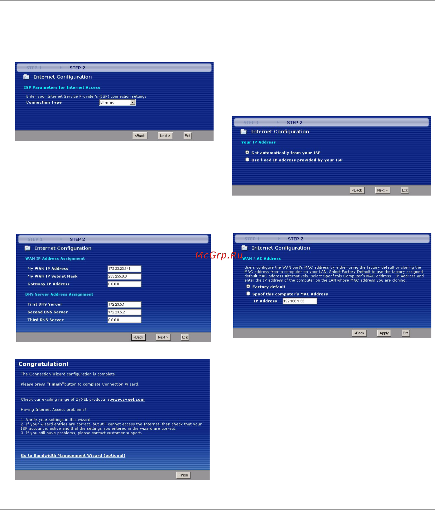 Zyxel P-2304R EE [6/13] Connection wizard ethernet