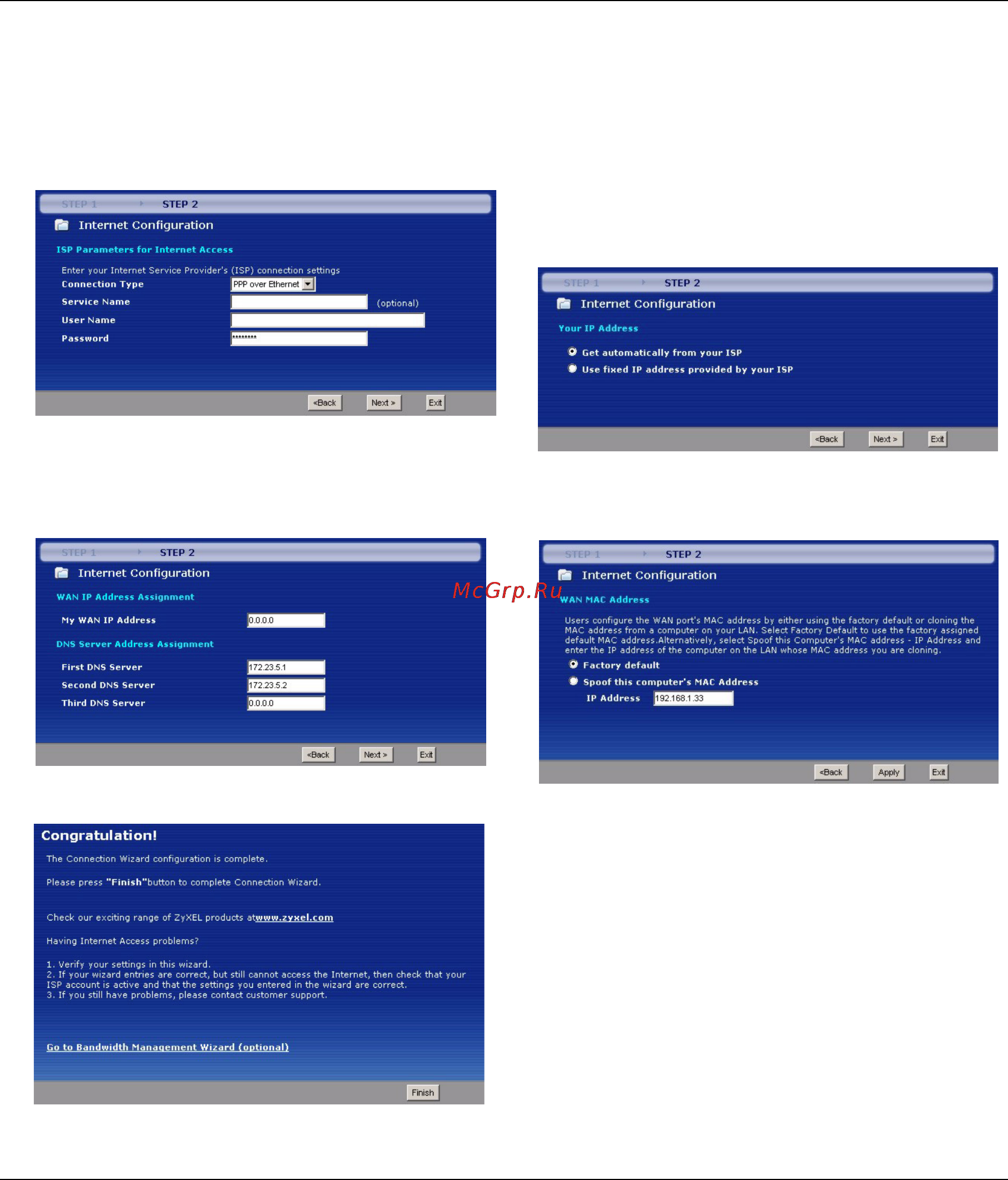 Zyxel P-2304R EE [7/13] Connection wizard ppp over ethernet