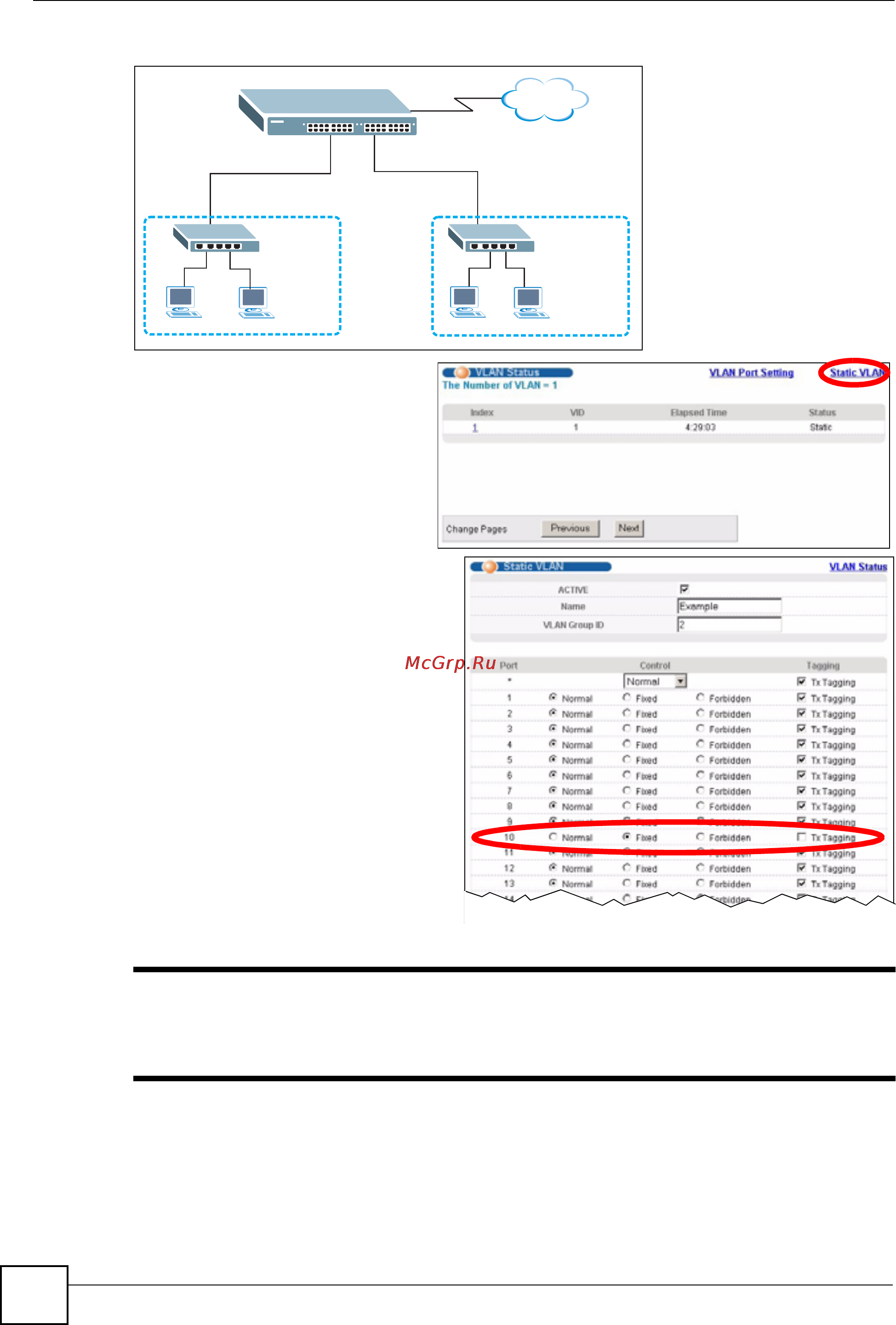 Zyxel ES-2024A [58/298] Поле vlan group id на этом экране и поле vid на экране меню ip setup относятся к одному и тому же идентификатору виртуальной локальной сети vlan id