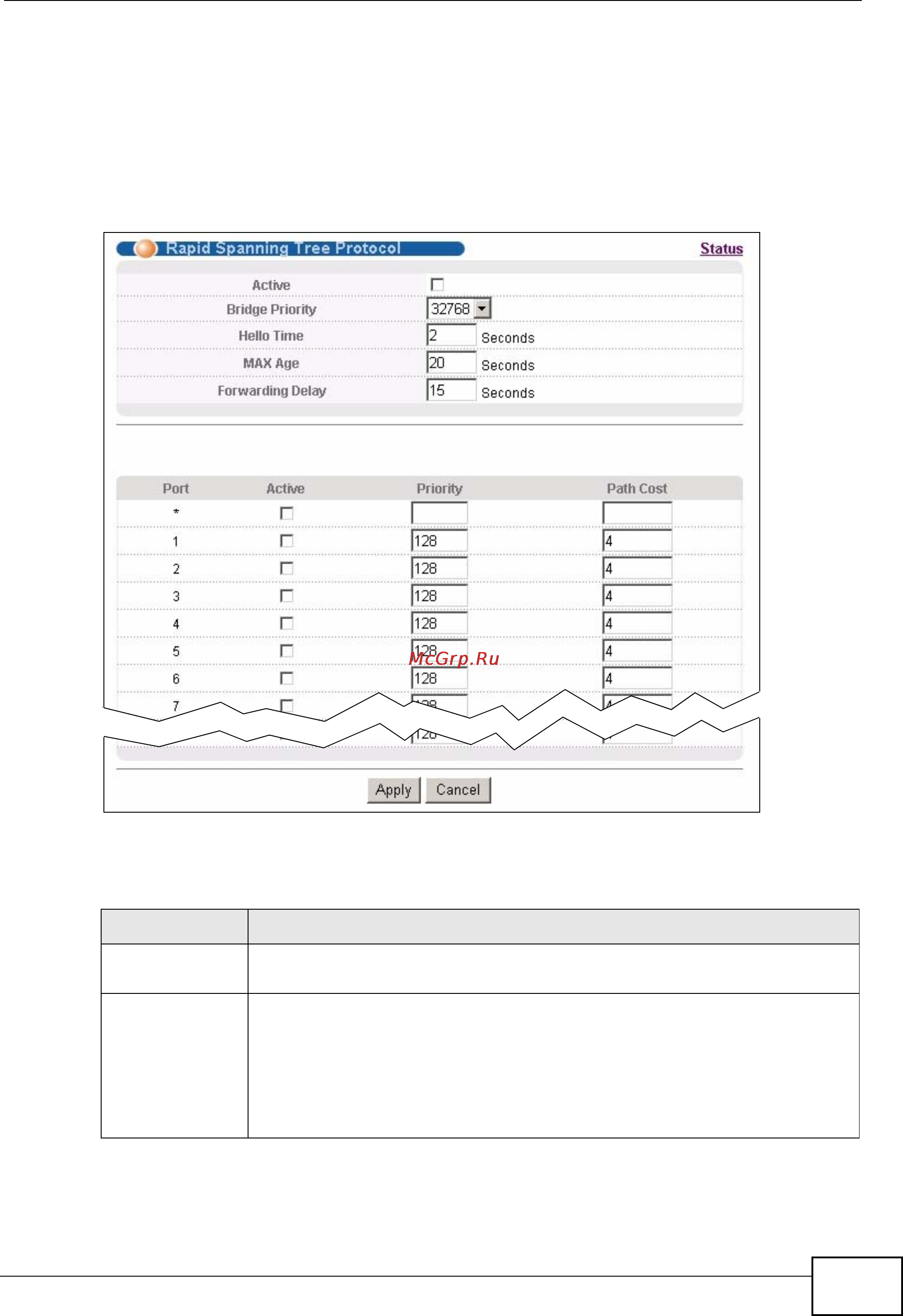 Zyxel MES-3728 [133/388] Configure rapid spanning tree protocol