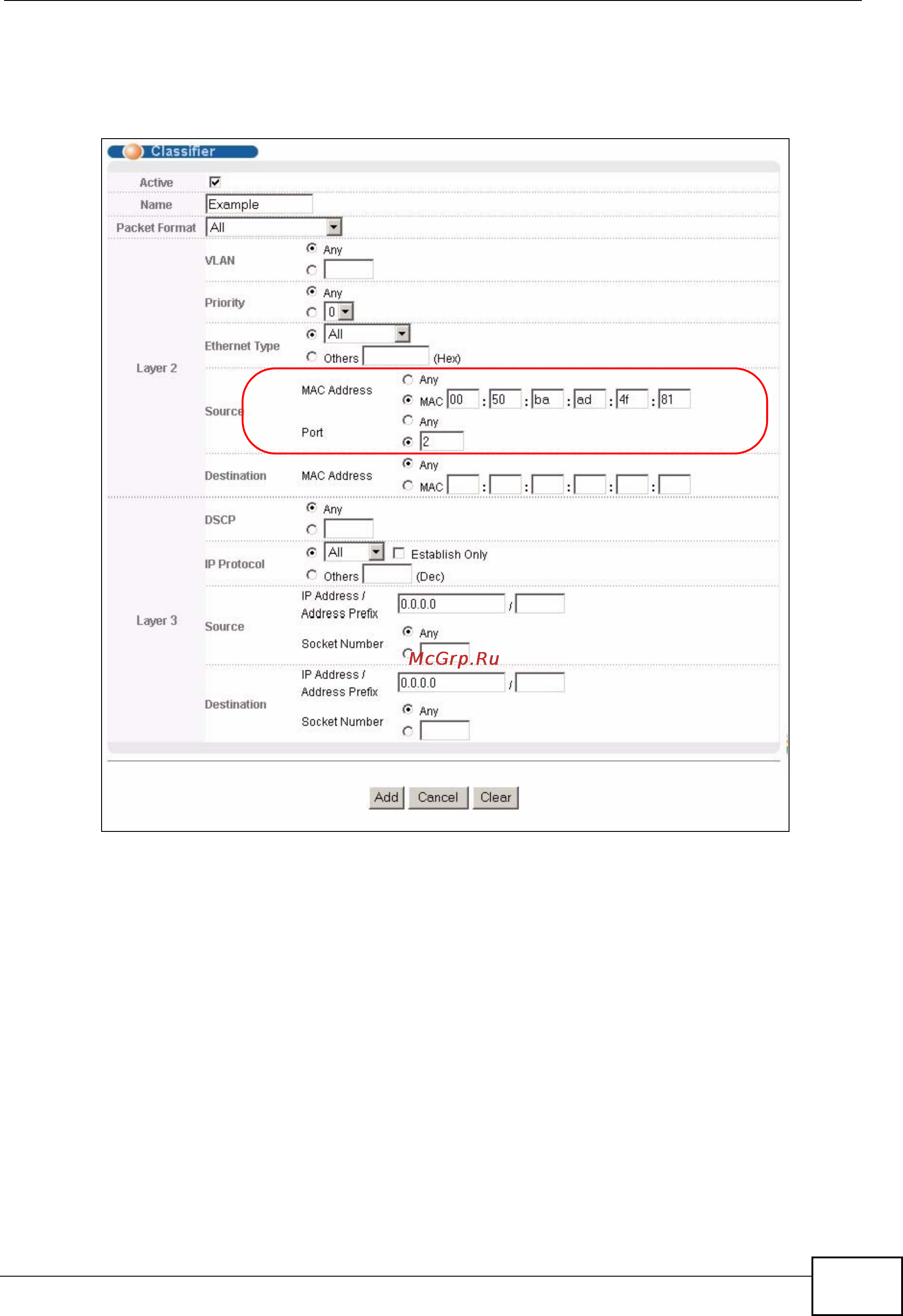 Zyxel MES-3728 [183/388] Figure 94 classifier example