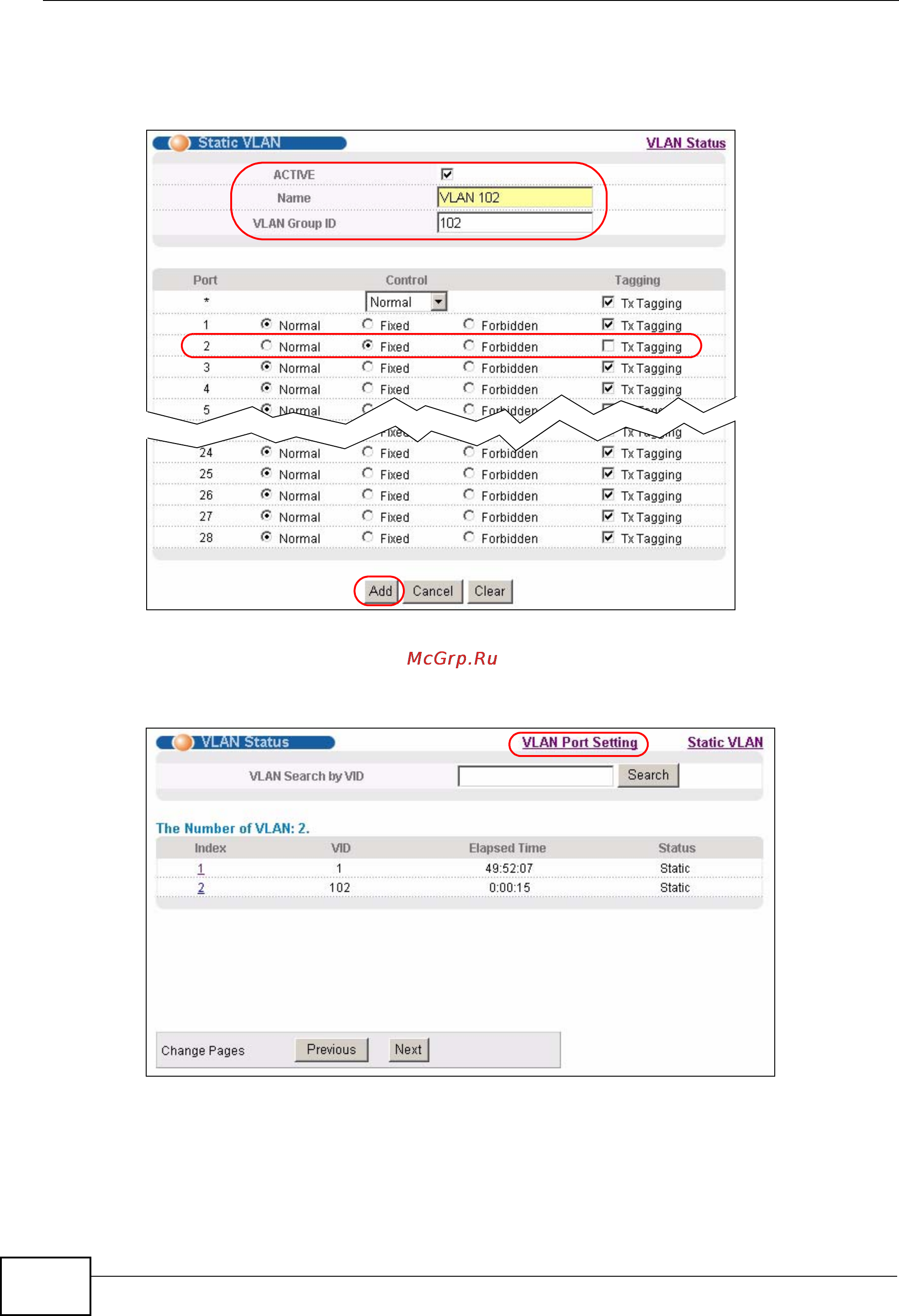 Zyxel MES-3728 [70/388] Figure 34 tutorial create a static vlan