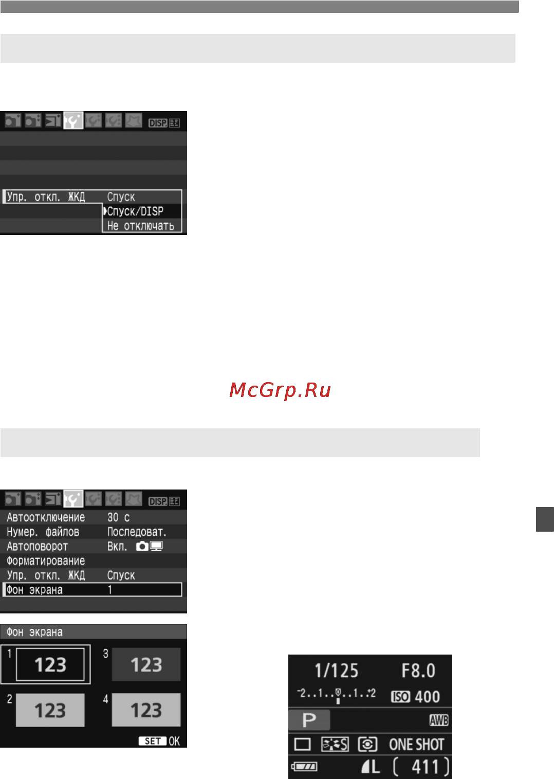Canon EOS 1000D 18-55 Black Kit [115/196] Изменение цвета экрана параметры съемки