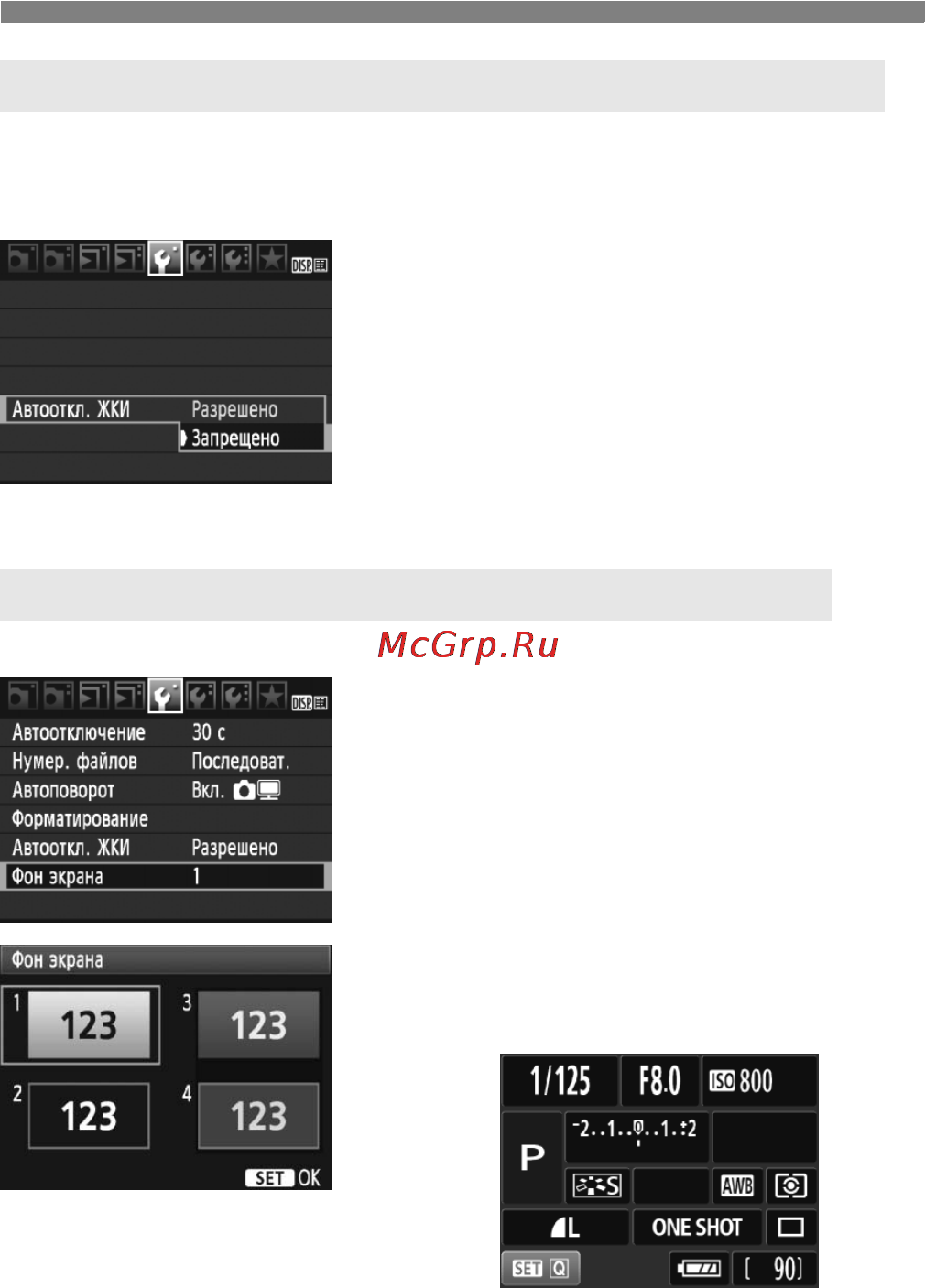Canon EOS 500D EFS 18-55 [138/228] Изменение цвета экрана параметры съемки