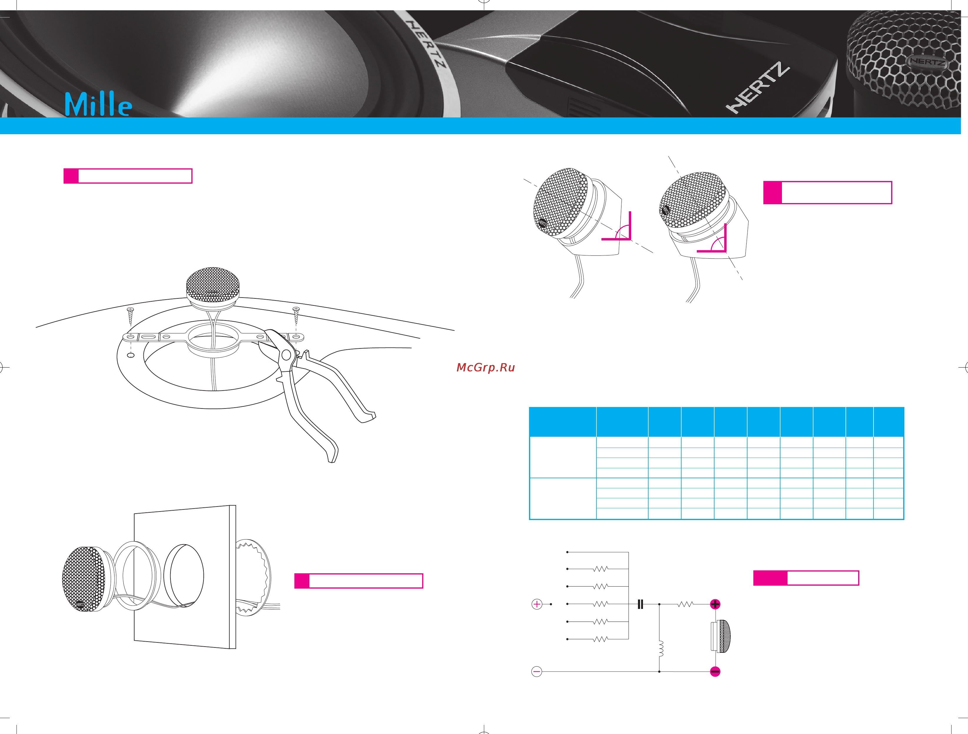 Hertz ML 165 [8/26] Di seguito troverete uno schema in forma semplificata con alcune soluzioni di filtraggio consigliate per frequenze di incrocio standard lo schema e i valori sono stati progettati esclusivamente per il tweeter ml 28 ricordiamo che il filtro del tweeter deve essere integrato con quello del midwoofer per ottenere una risposta complessiva regolare e omogenea pertanto tale filtro non va preso come riferimento assoluto in sistemi completi ma implementato con l intero progetto