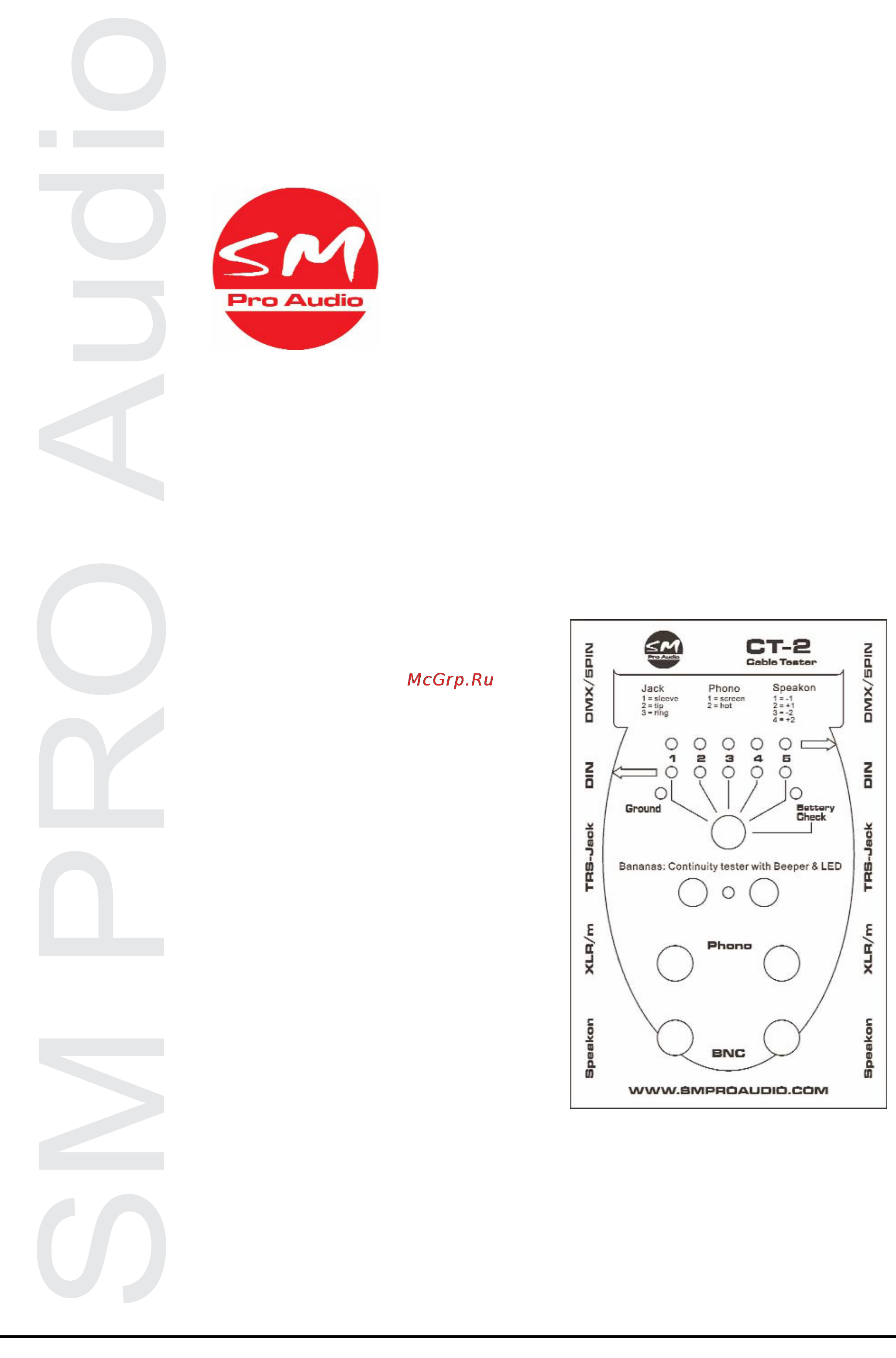Sm Pro Audio CT-2 Инструкция по эксплуатации онлайн