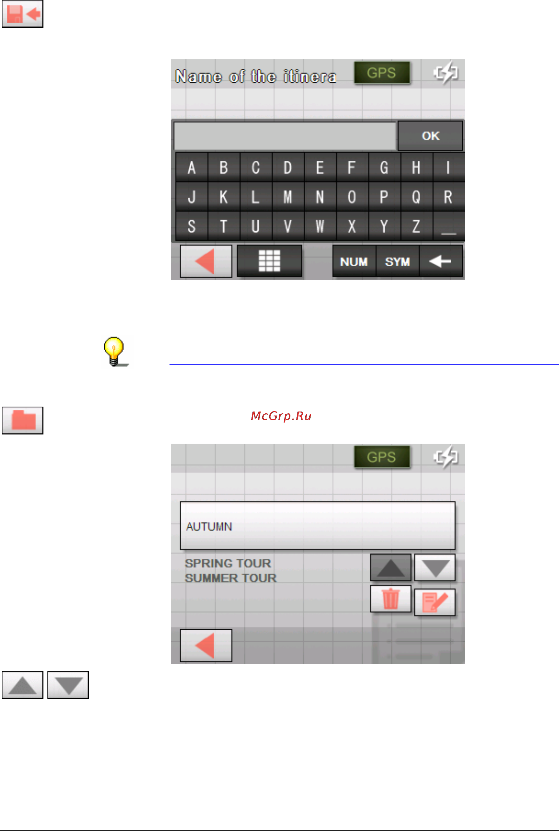 Sony NV-U50T [53/96] Managing itineraries