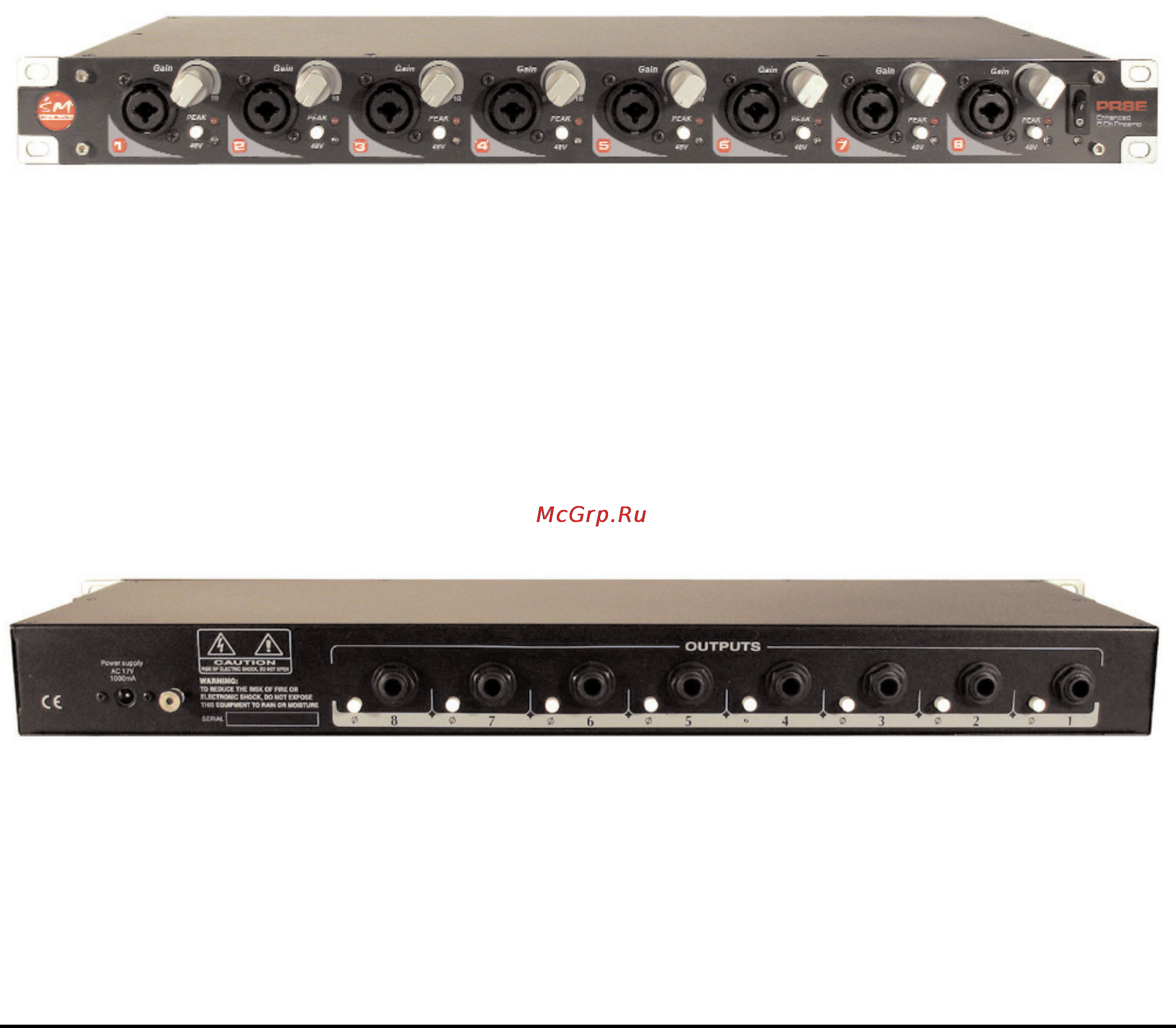 Sm Pro Audio PR8E [7/11] Элементы управления и индикаторы на передней панели