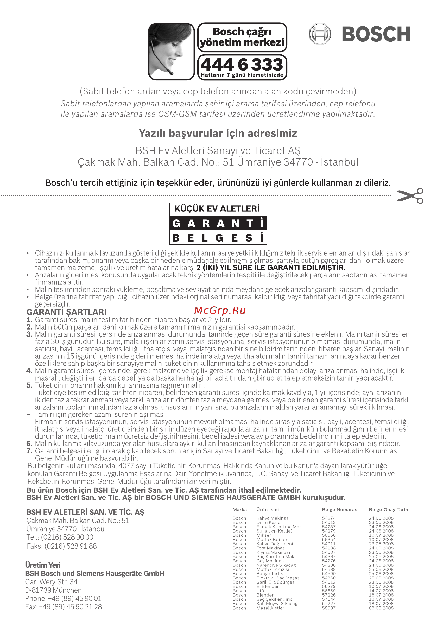 Bosch MCM 4100 [108/165] Yazih ba vurular için adresimiz