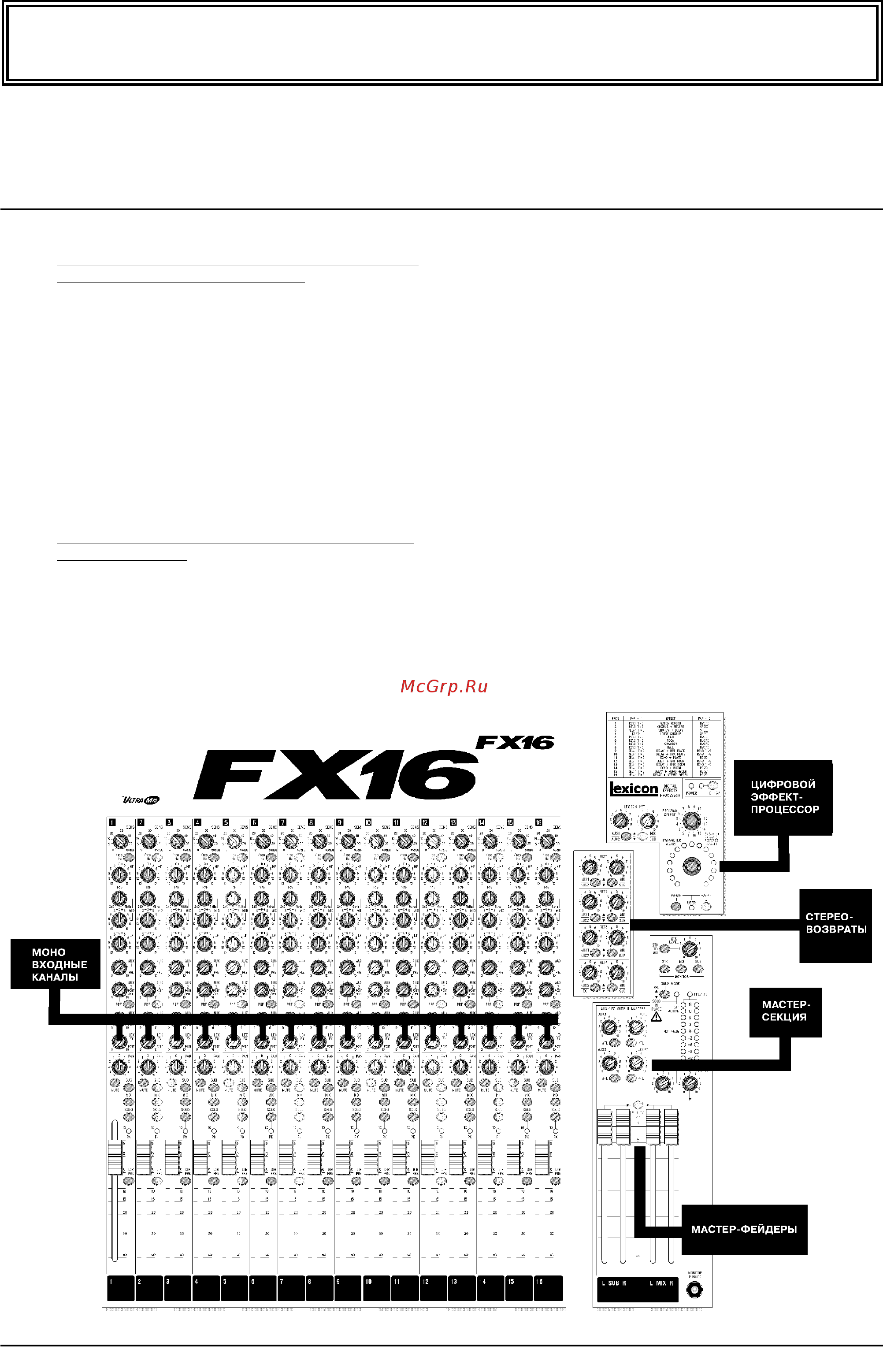 Soundcraft FX16II Инструкция по эксплуатации онлайн