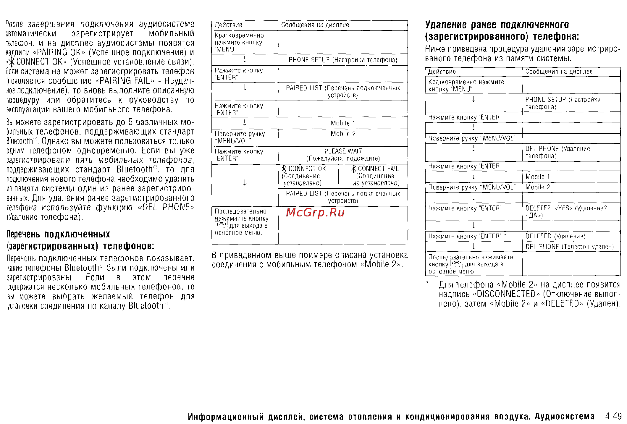 Nissan X-Trail (2011) [182/325] Перечень подключенных зарегистрированных телефонов