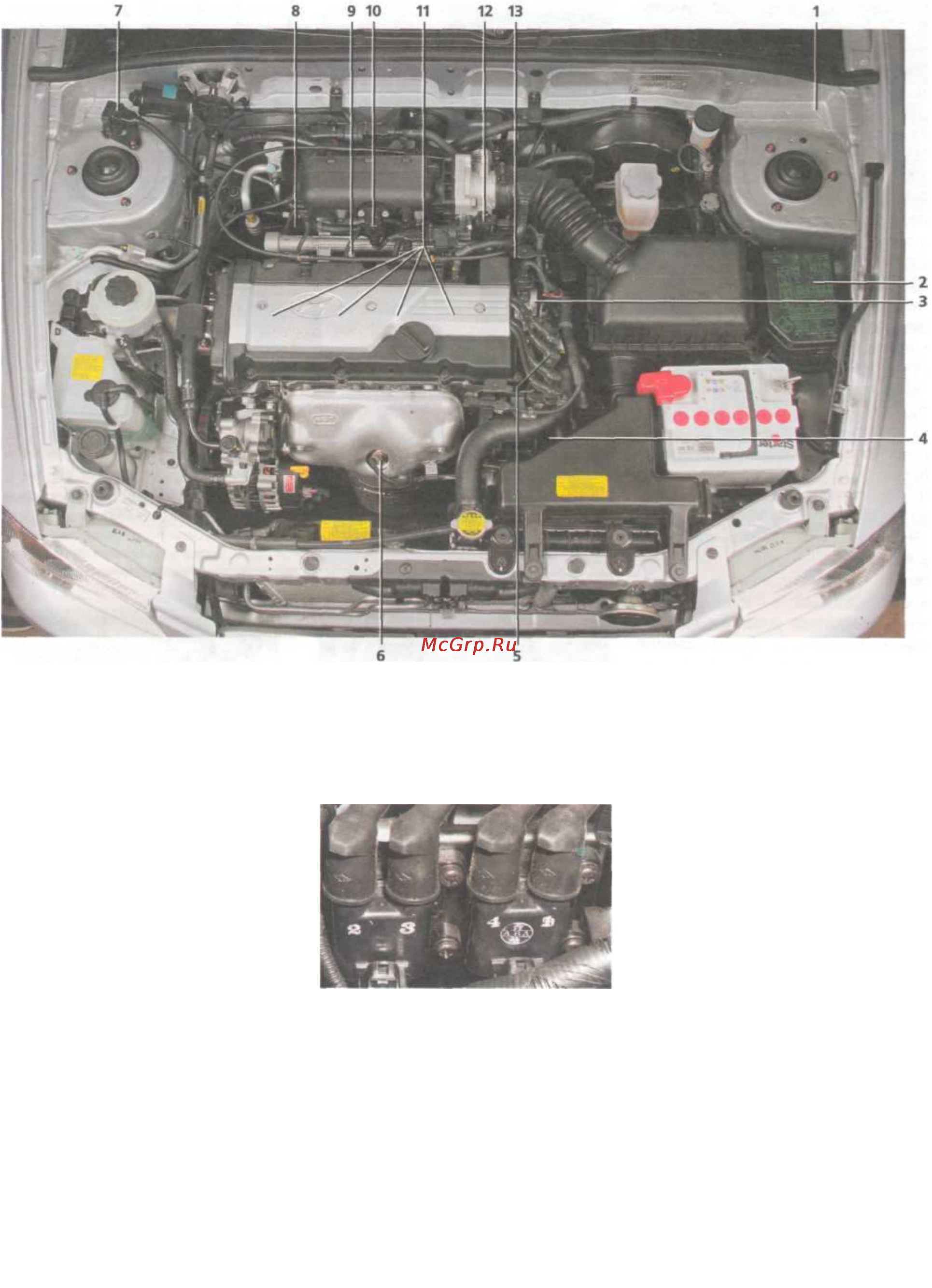 Hyundai Accent [71/230] Катушки зажигания на корпу сах катушек нанесены номера цилиндров
