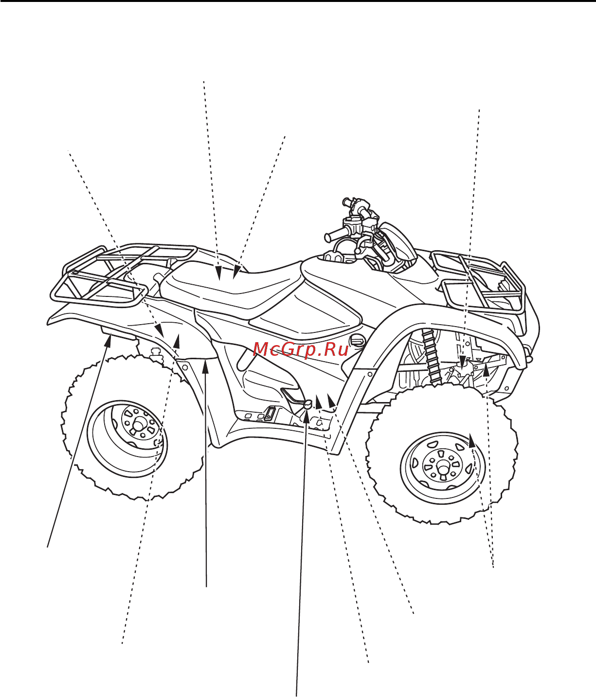 Honda TRX 420 FPM [108/234] Техническое обслуживание расположение частей и механизмов