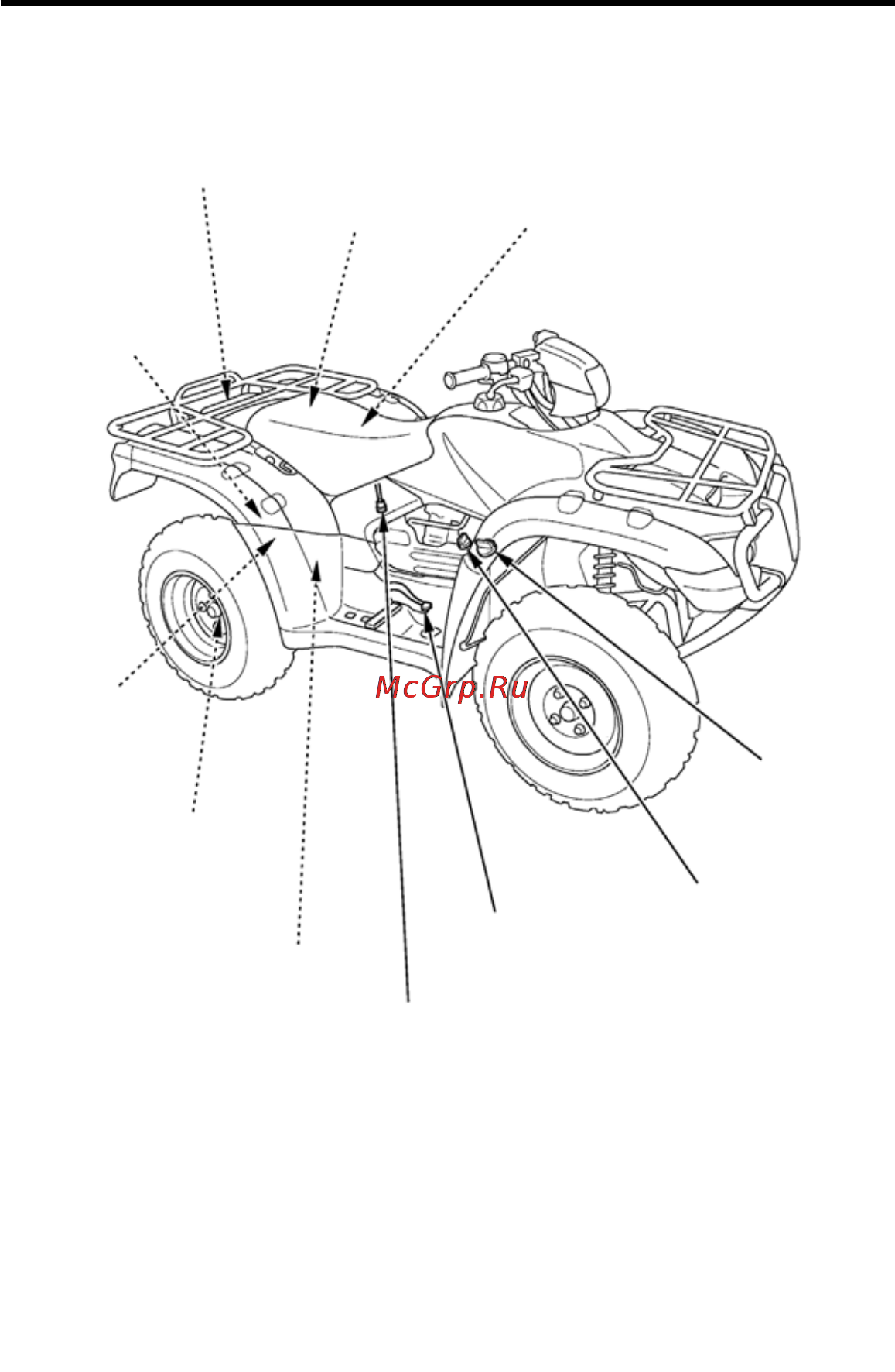 Honda TRX500FA (2004-2011) [116/232] Места расположения частей и механизмов