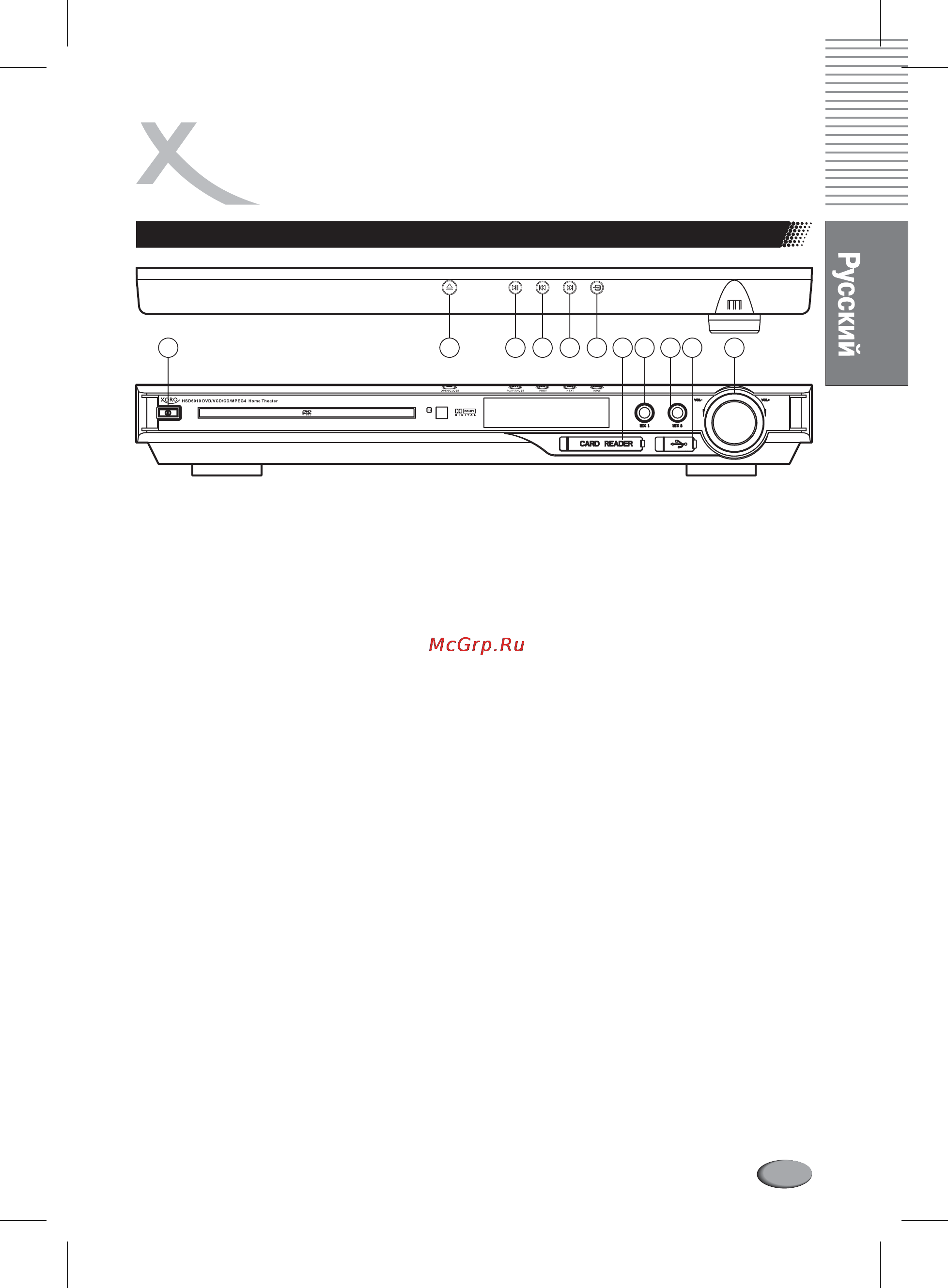 Xoro HSD 6010 [9/52] Кнопки управления и разъемы на корпусе проигрывателя