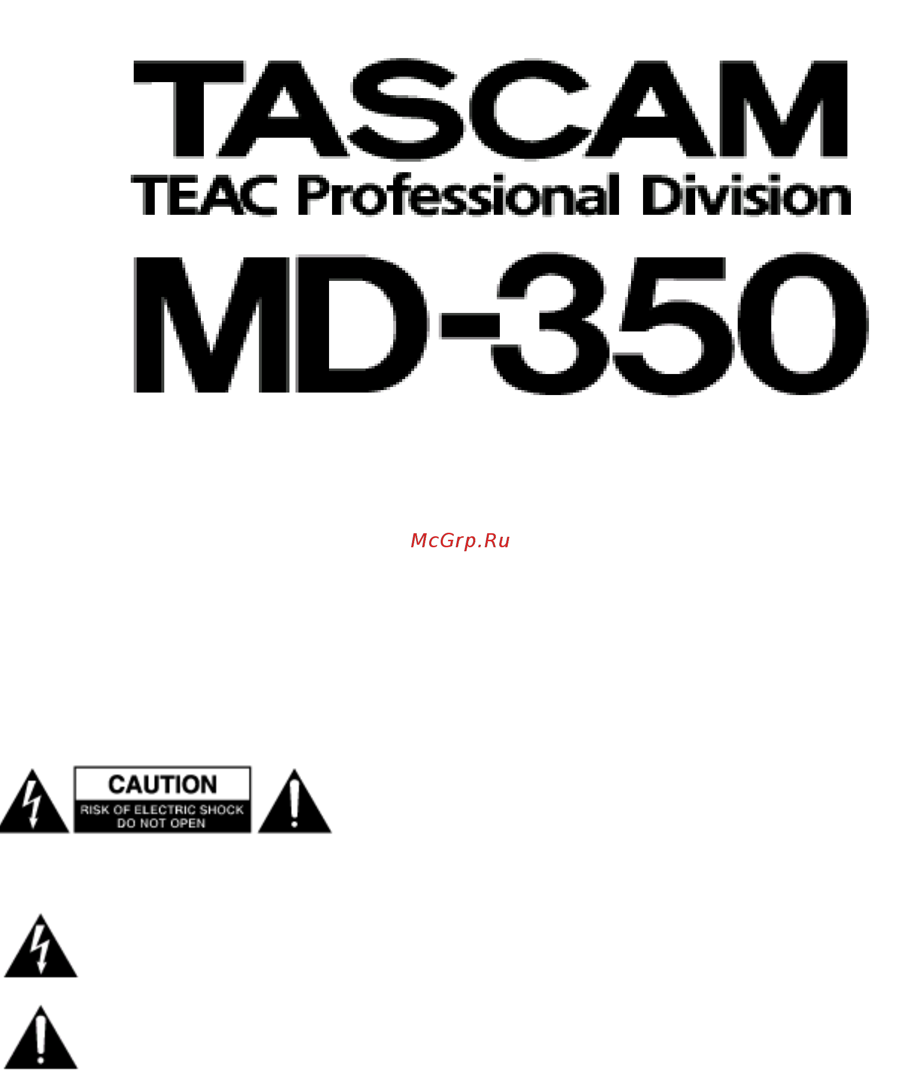 Tascam MD-350 Руководство пользователя онлайн